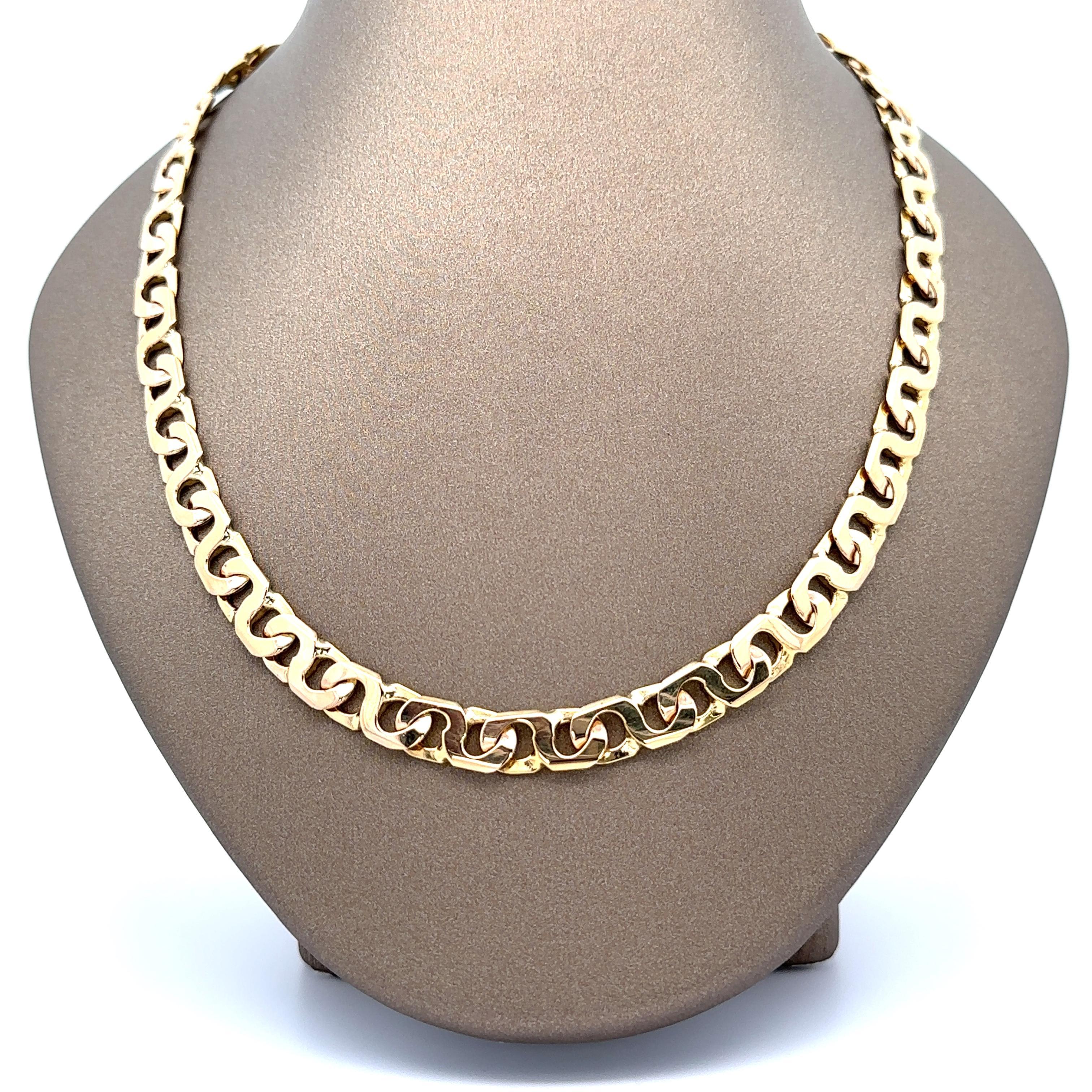Roberto Legnazzi, grand collier fantaisie à maillons en forme de cœur, en or jaune 18 carats en vente 7