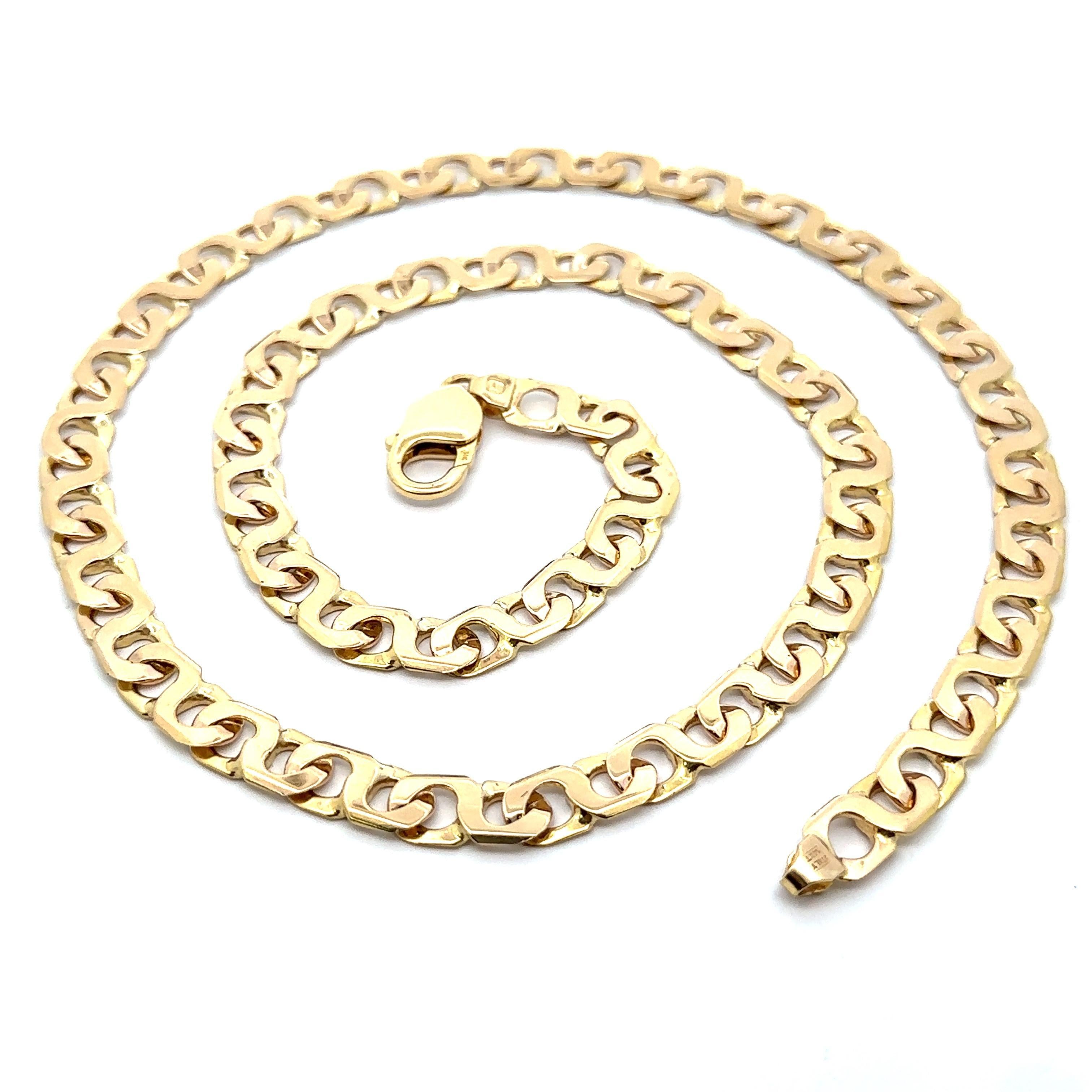 Roberto Legnazzi, grand collier fantaisie à maillons en forme de cœur, en or jaune 18 carats en vente 9