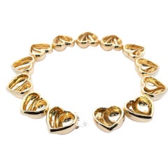 Roberto Legnazzi 18 Karat Gelbgold Puffed Heart Link Große Statement-Halskette
