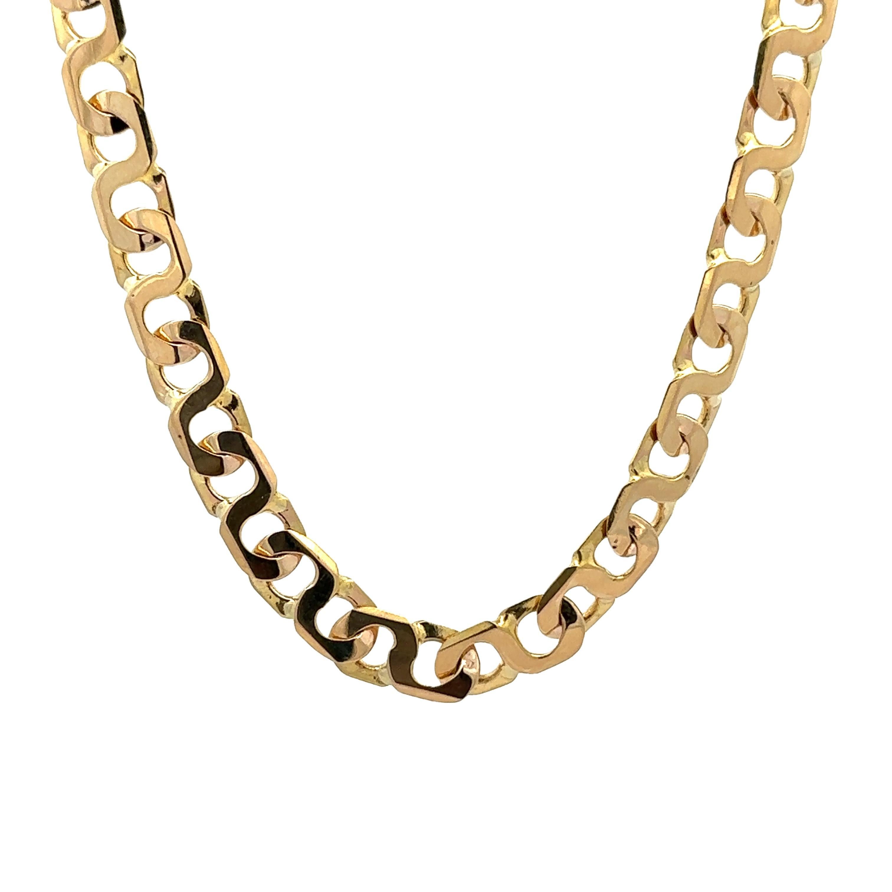 Roberto Legnazzi, grand collier fantaisie à maillons en forme de cœur, en or jaune 18 carats en vente 5