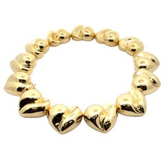 Roberto Legnazzi 18K Yellow Gold Puffed Heart Link Large Statement Necklace
