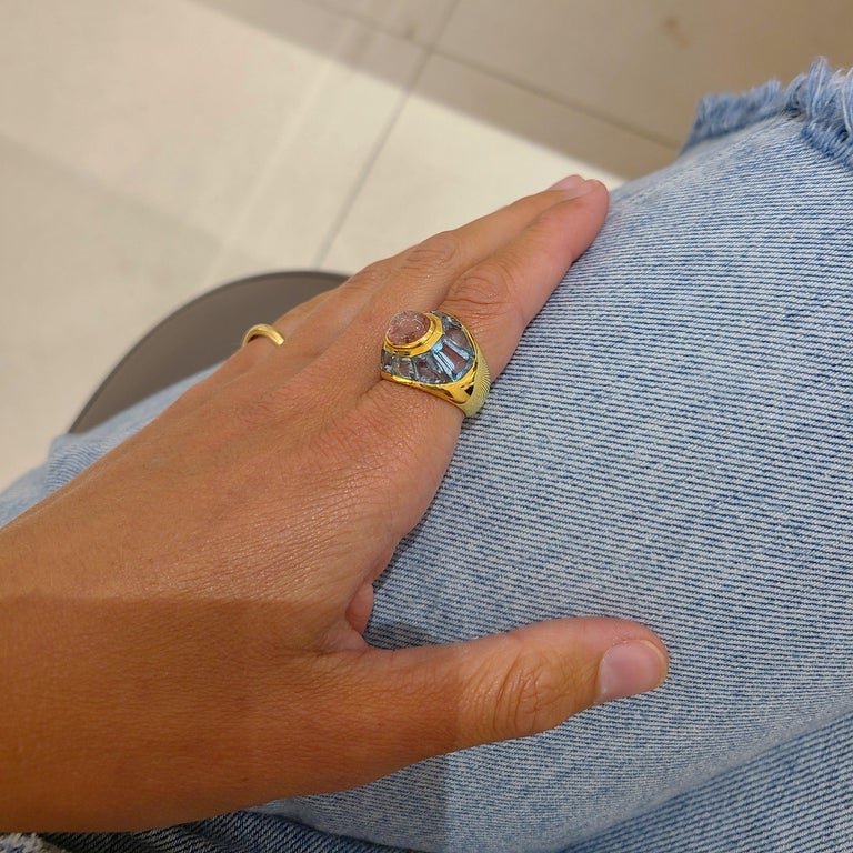 Roberto Legnazzi 18 Karat Yellow Gold Ring with Pink Tourmaline and ...
