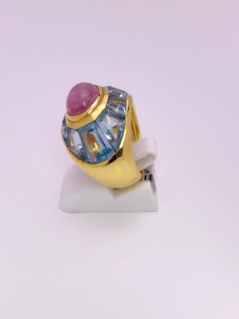 Roberto Legnazzi 18 Karat Yellow Gold Ring with Pink Tourmaline and ...
