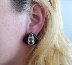 Roberto Legnazzi Cluster Earrings In 18Kt Gold With 8.29 Ctw In Diamonds & Gems