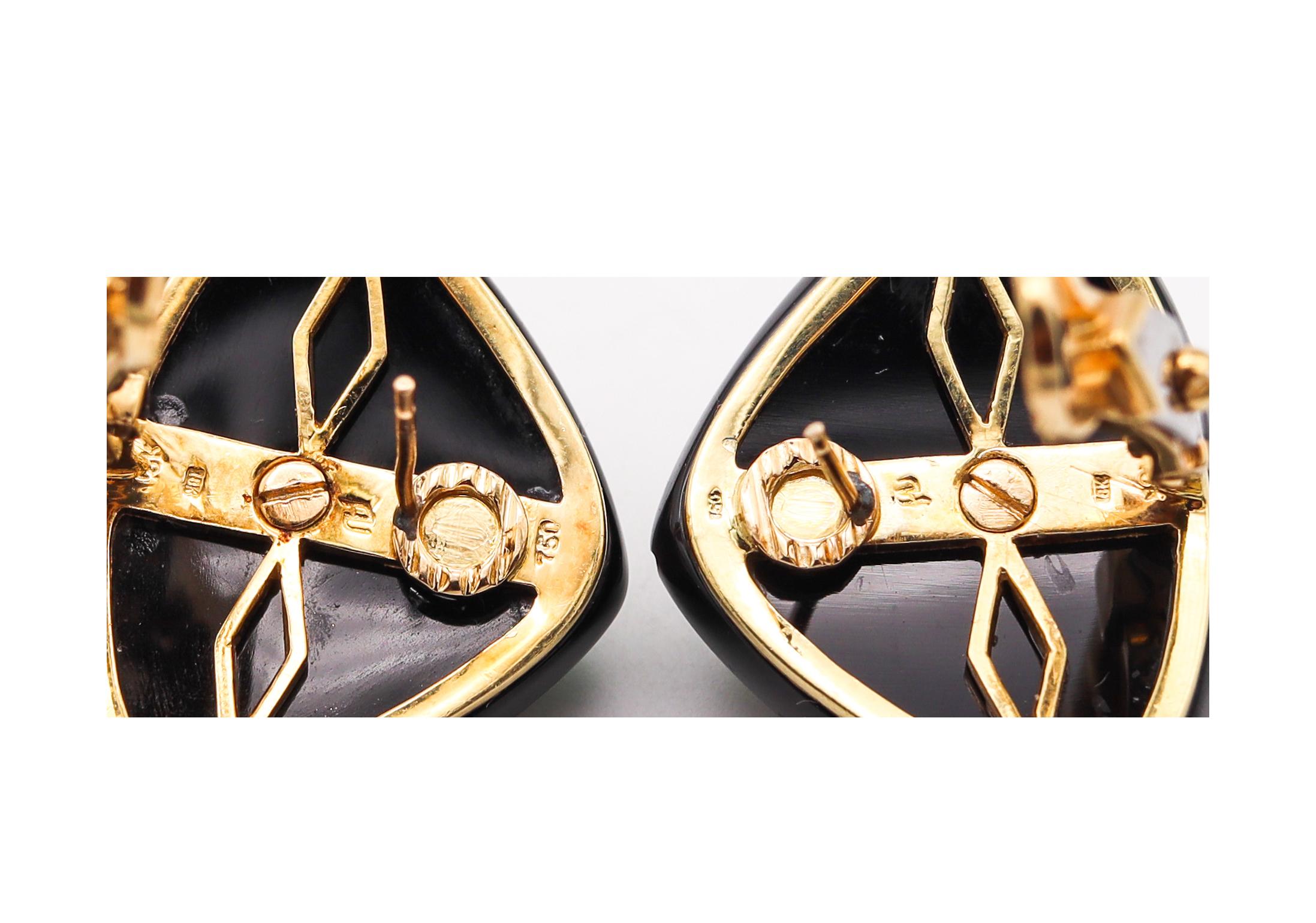 Roberto Legnazzi Cluster Earrings In 18Kt Gold With 8.29 Ctw In Diamonds & Gems In Excellent Condition In Miami, FL