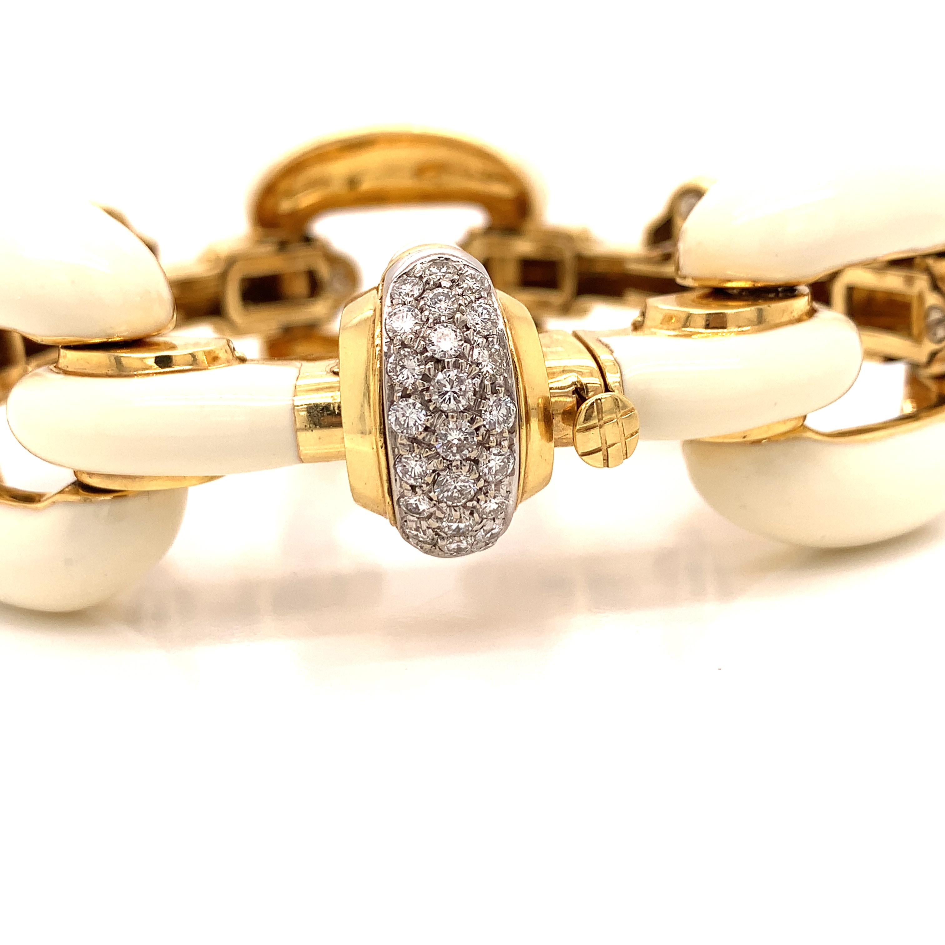 Roberto Legnazzi Diamond Enamel Link Bracelet For Sale 1