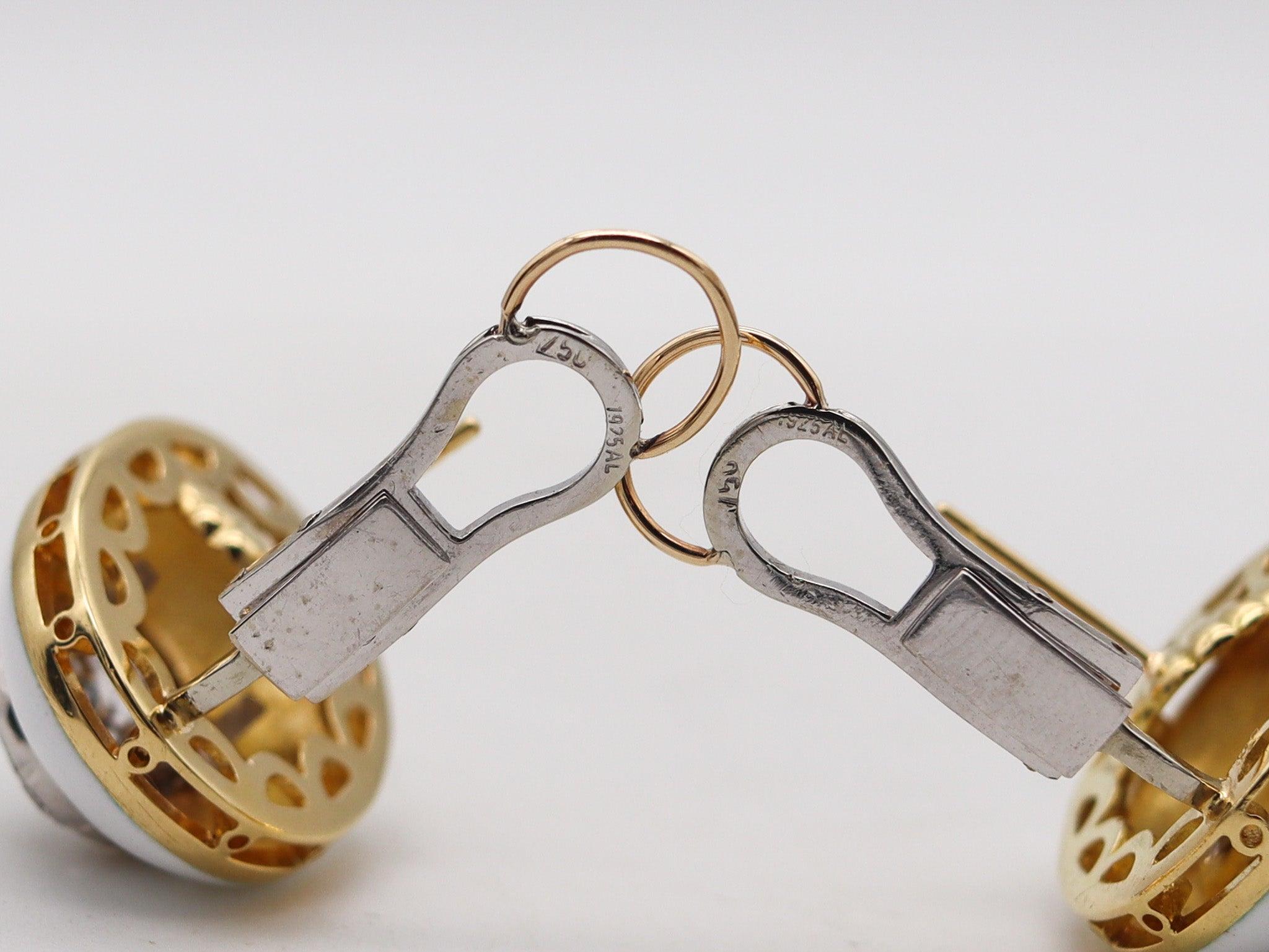 Brilliant Cut ROBERTO LEGNAZZI Enameled Earrings In 18Kt Gold With 2.51 Ctw Diamonds For Sale