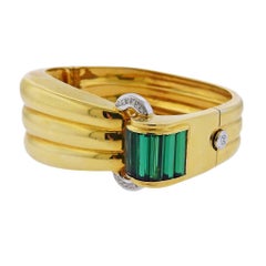 Roberto Legnazzi Green Tourmaline Diamond Gold Bracelet