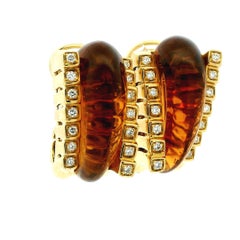 Roberto Legnazzi: Ohrringe aus italienischem 18-Karat-Gold mit Citrin und Diamanten, CIRCA 1990