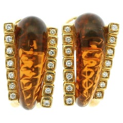 Roberto Legnazzi: Ohrringe aus italienischem 18-Karat-Gold mit Citrin und Diamanten, CIRCA 1990