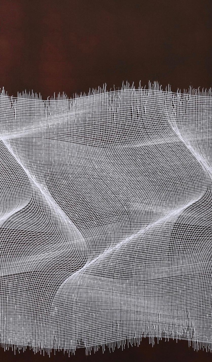 Stofftextur 2020  - geometrisches abstraktes Gemälde (Braun), Abstract Painting, von Roberto Lucchetta