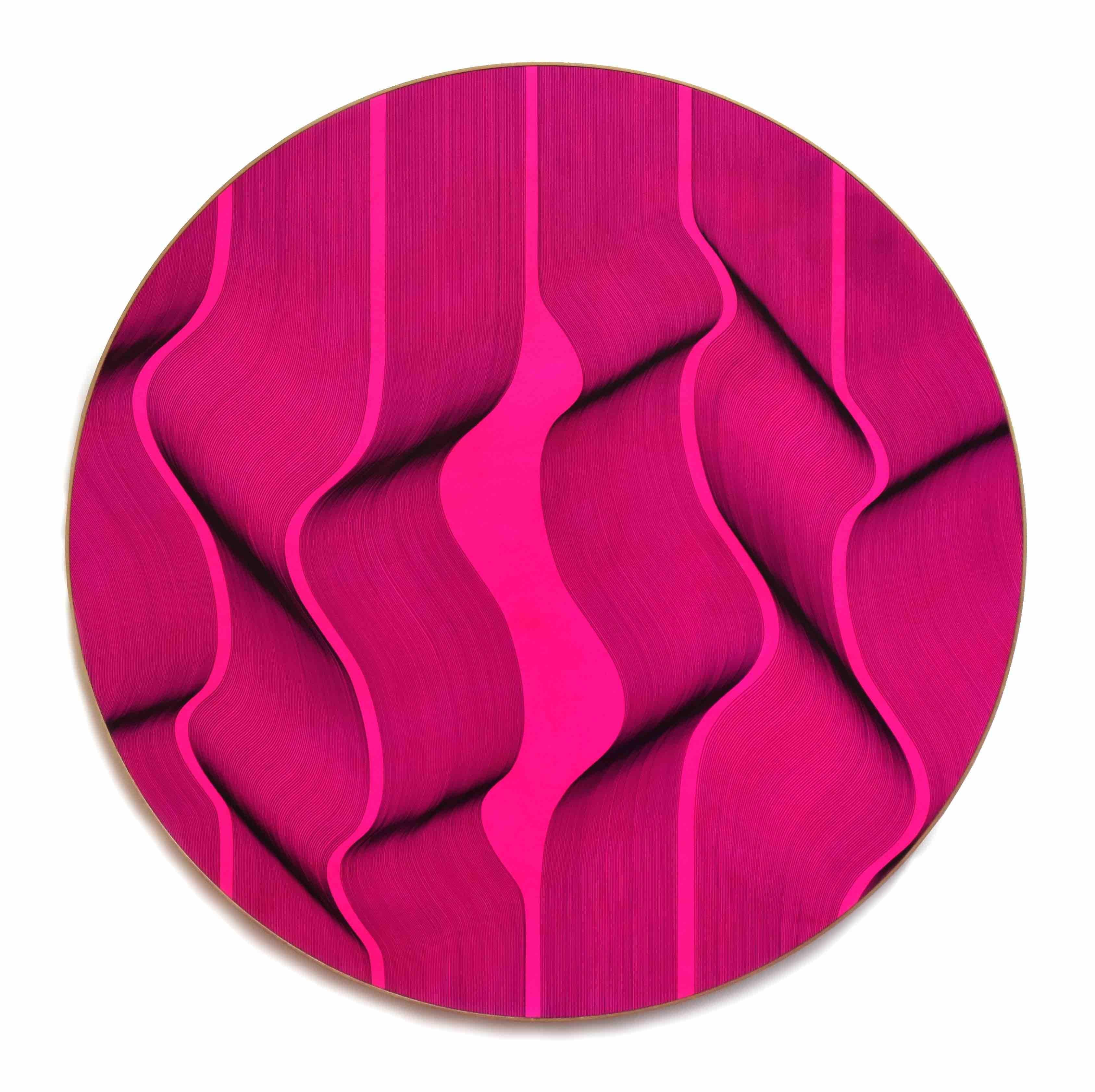 Fluo pink surface - geometric abstract painting - Painting by Roberto Lucchetta