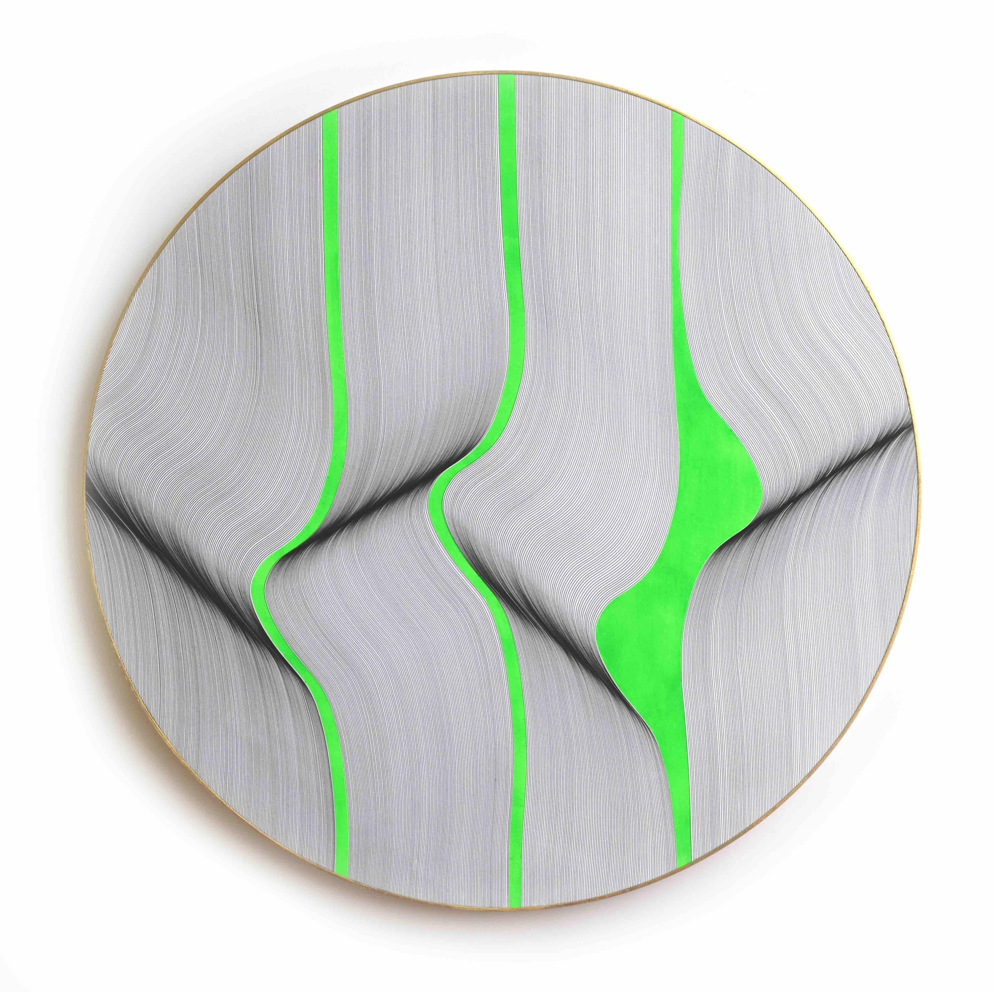 Fluorescent Green 2024 - geometric abstract painting For Sale 1