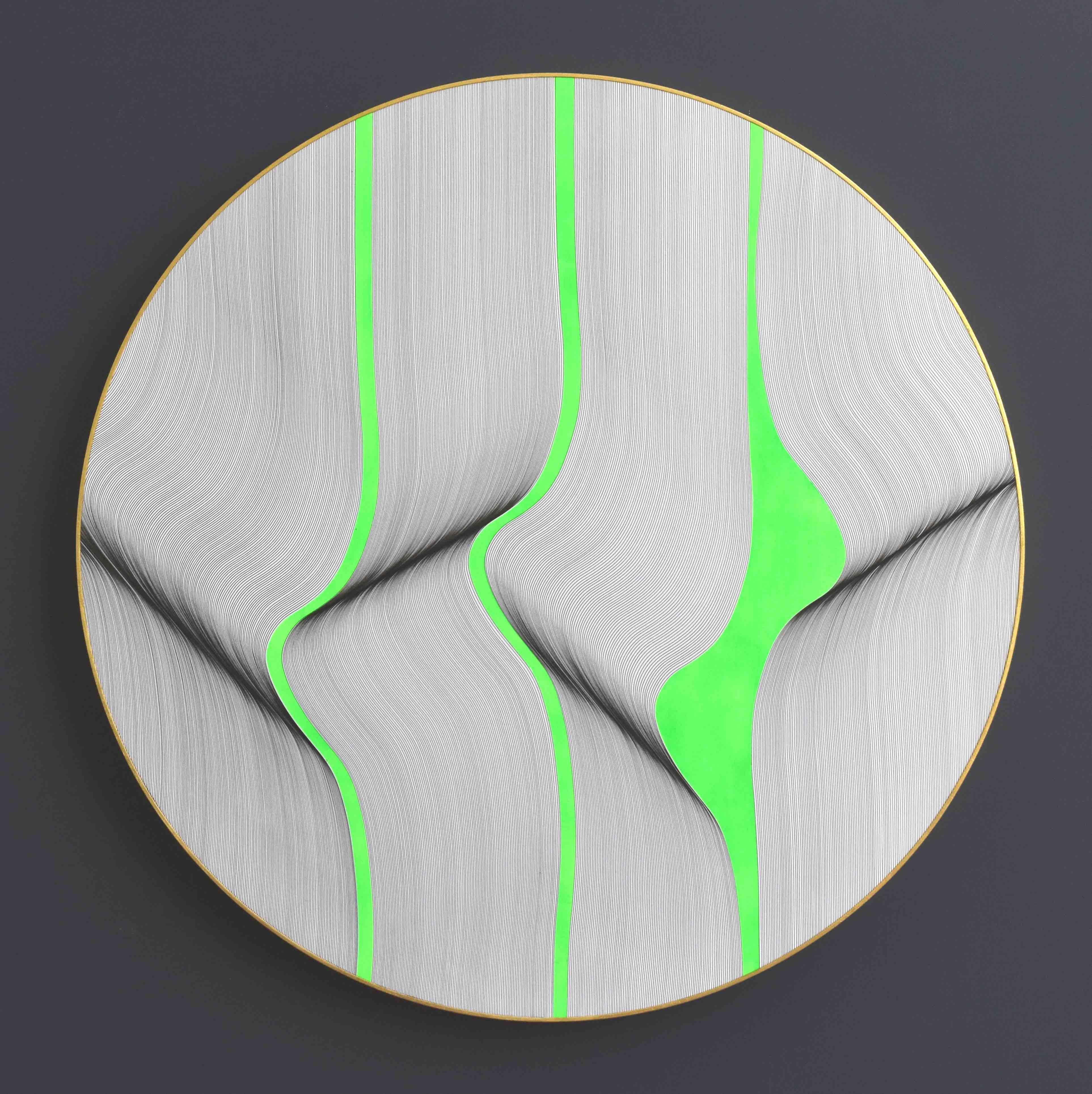 Roberto Lucchetta Abstract Painting - Fluorescent Green 2024 - geometric abstract painting