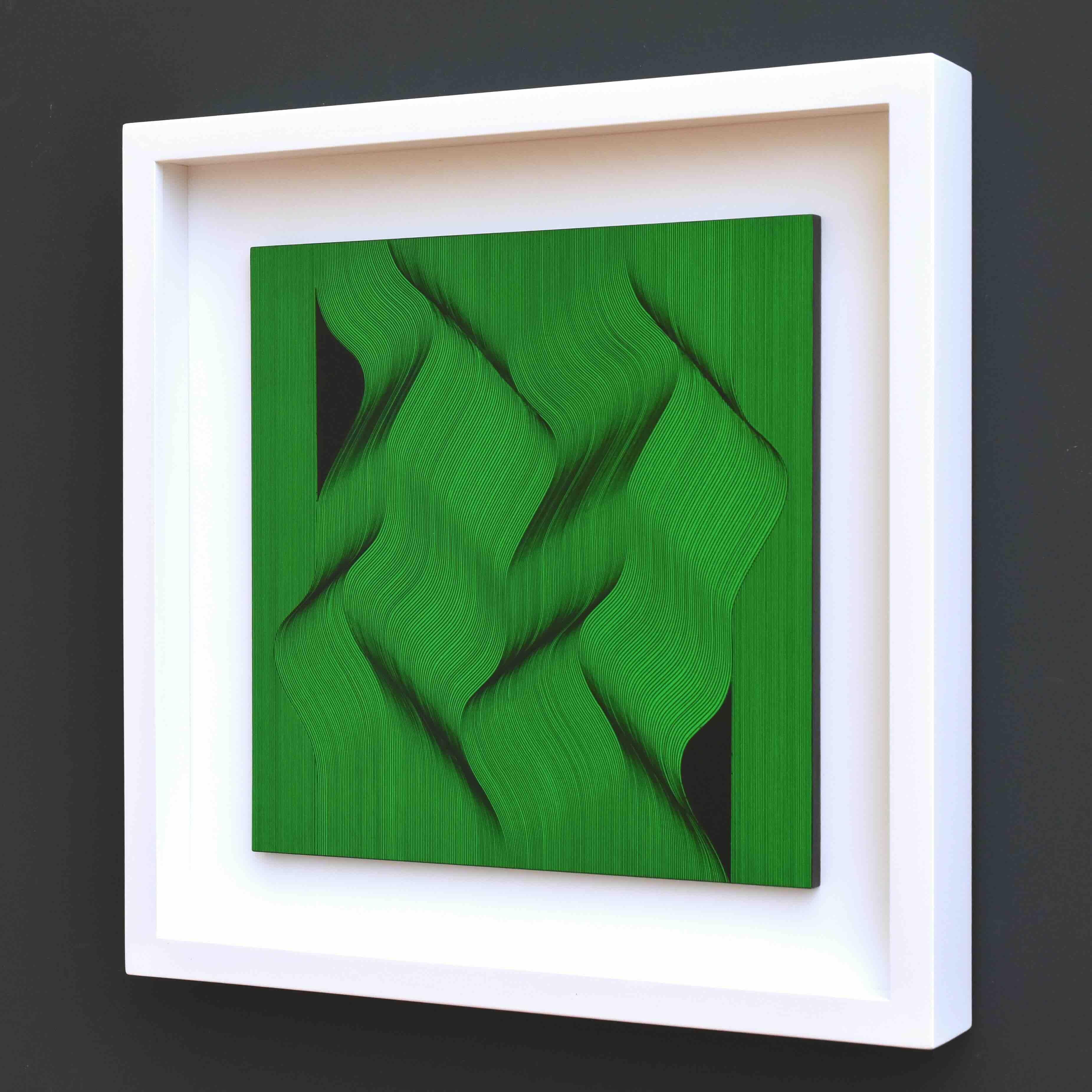 Tissu vert 2024 - peinture géométrique abstraite en vente 5