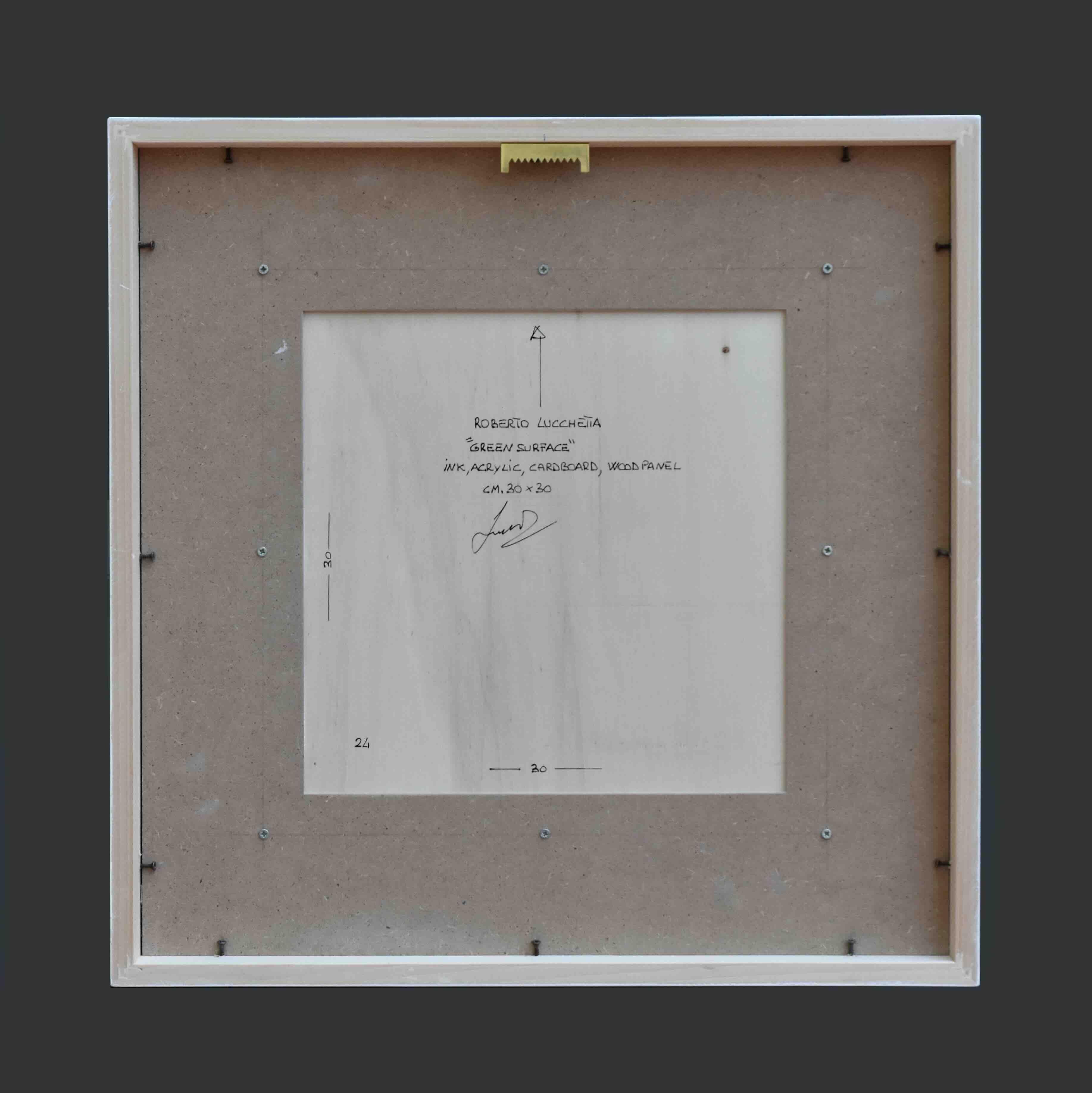 Tissu vert 2024 - peinture géométrique abstraite en vente 6