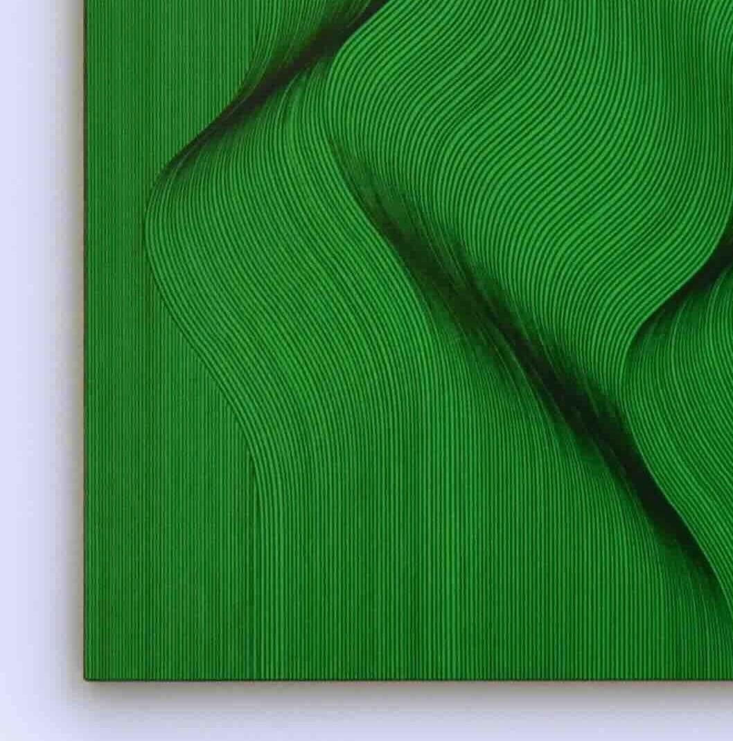 Tissu vert 2024 - peinture géométrique abstraite - Marron Abstract Painting par Roberto Lucchetta