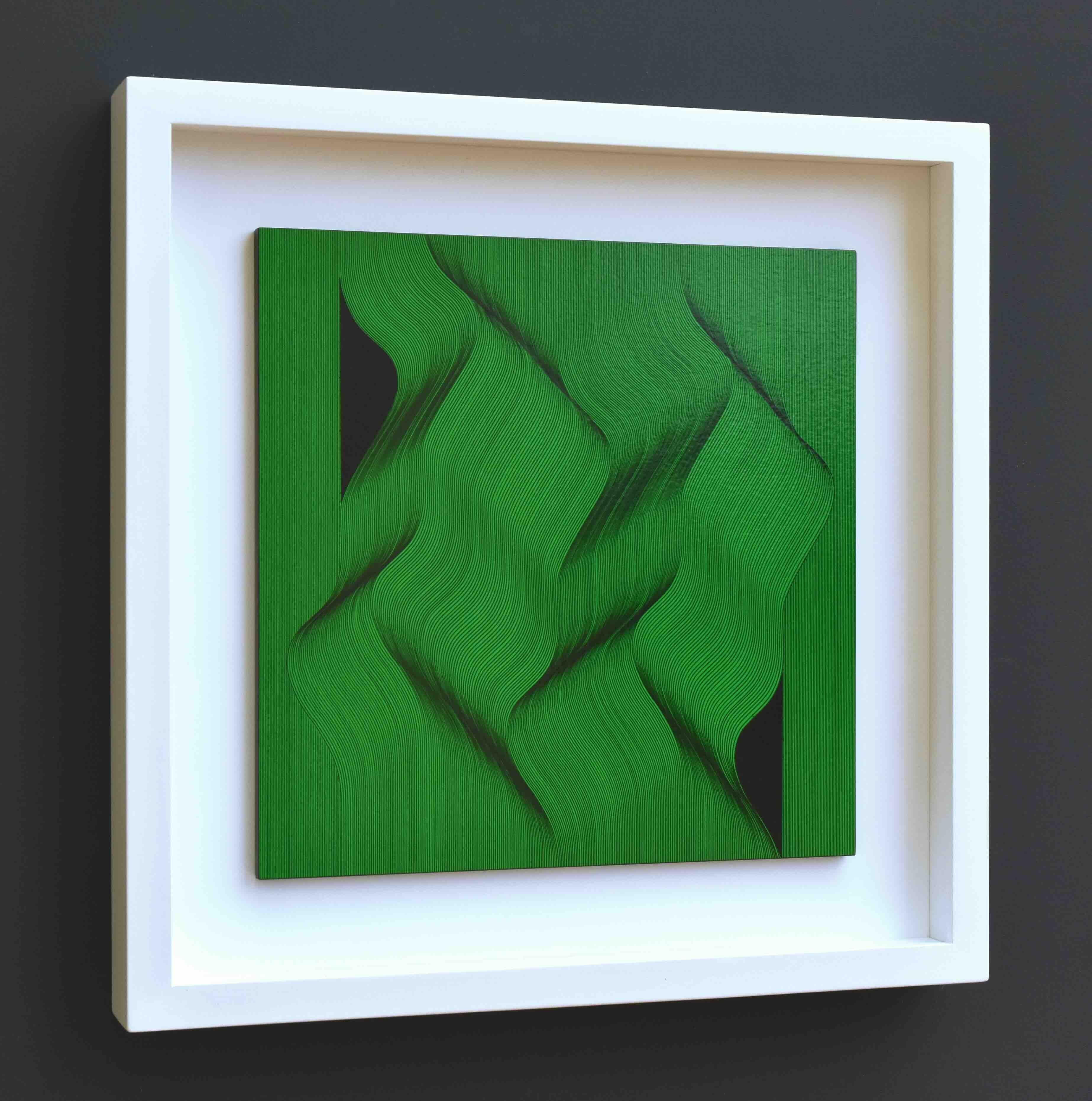 Tissu vert 2024 - peinture géométrique abstraite en vente 4