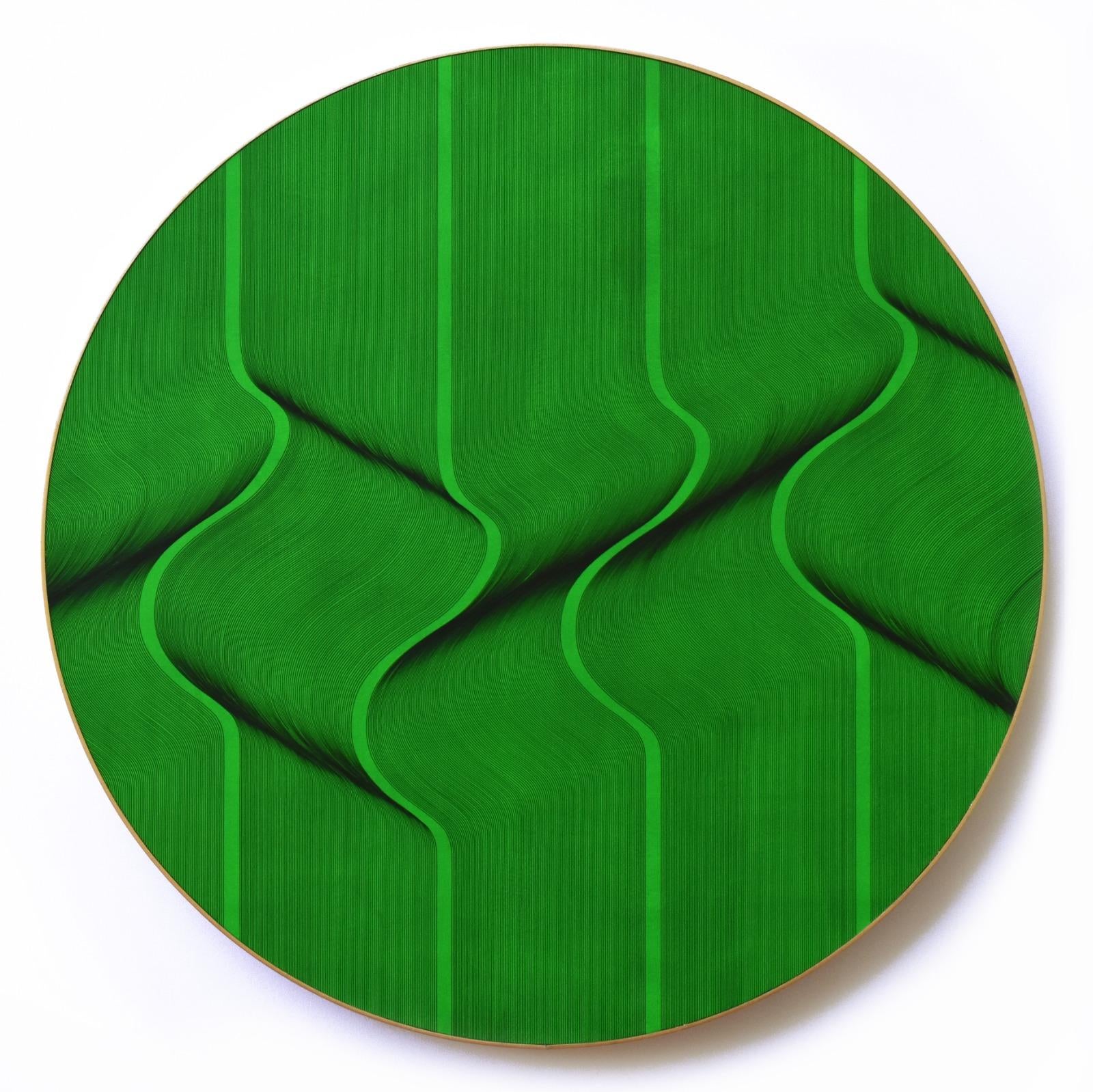 Green surface 2021 - geometric abstract painting - Abstract Geometric Painting by Roberto Lucchetta