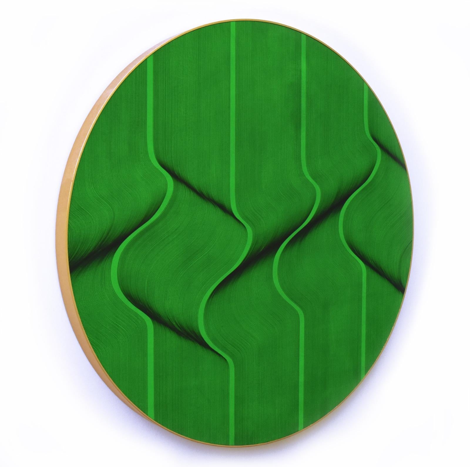 Roberto Lucchetta Abstract Painting – Grüne Oberfläche 2021 – geometrisches abstraktes Gemälde