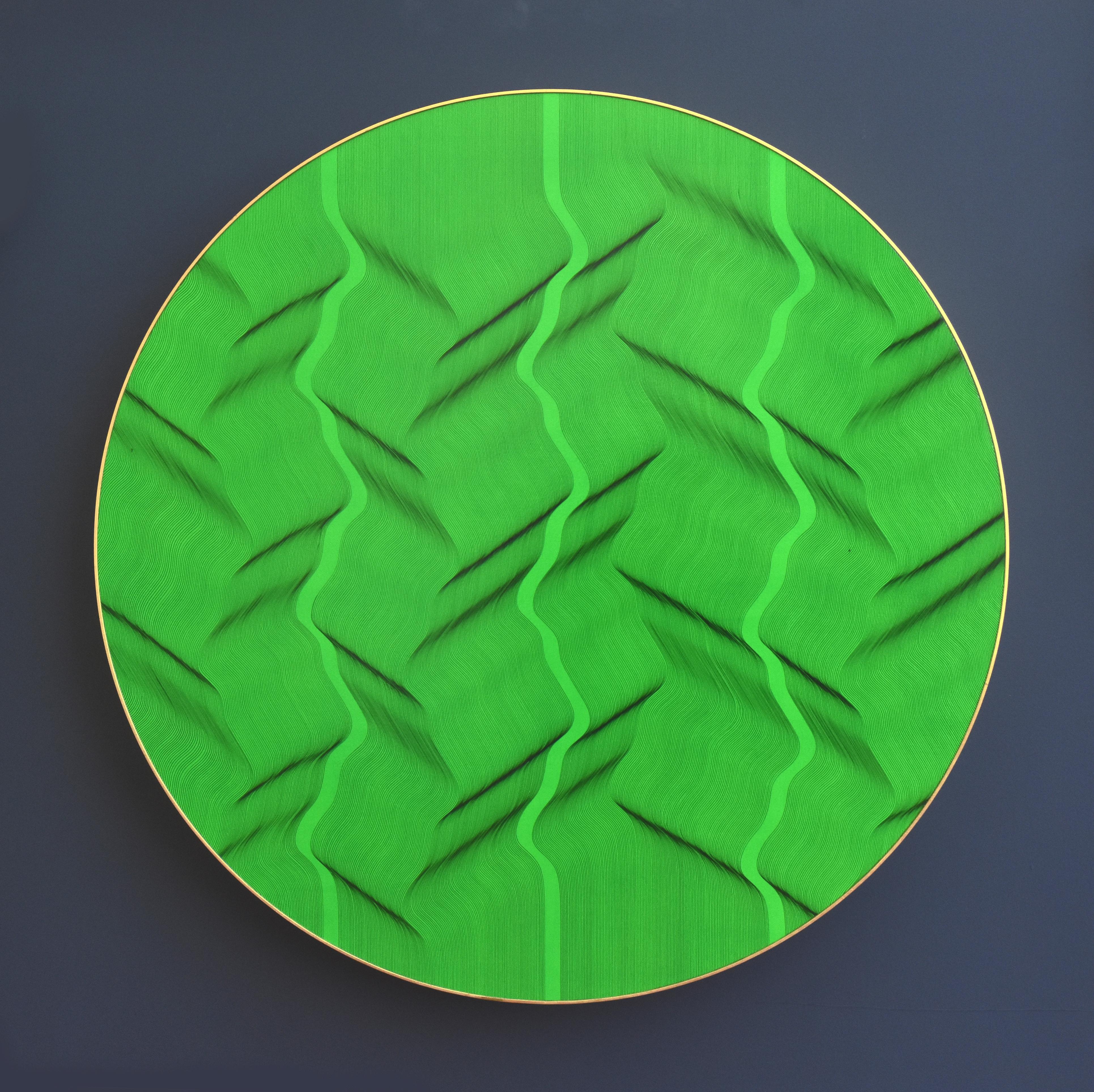 Grüne Textur 2022 – geometrisches abstraktes Gemälde – Painting von Roberto Lucchetta