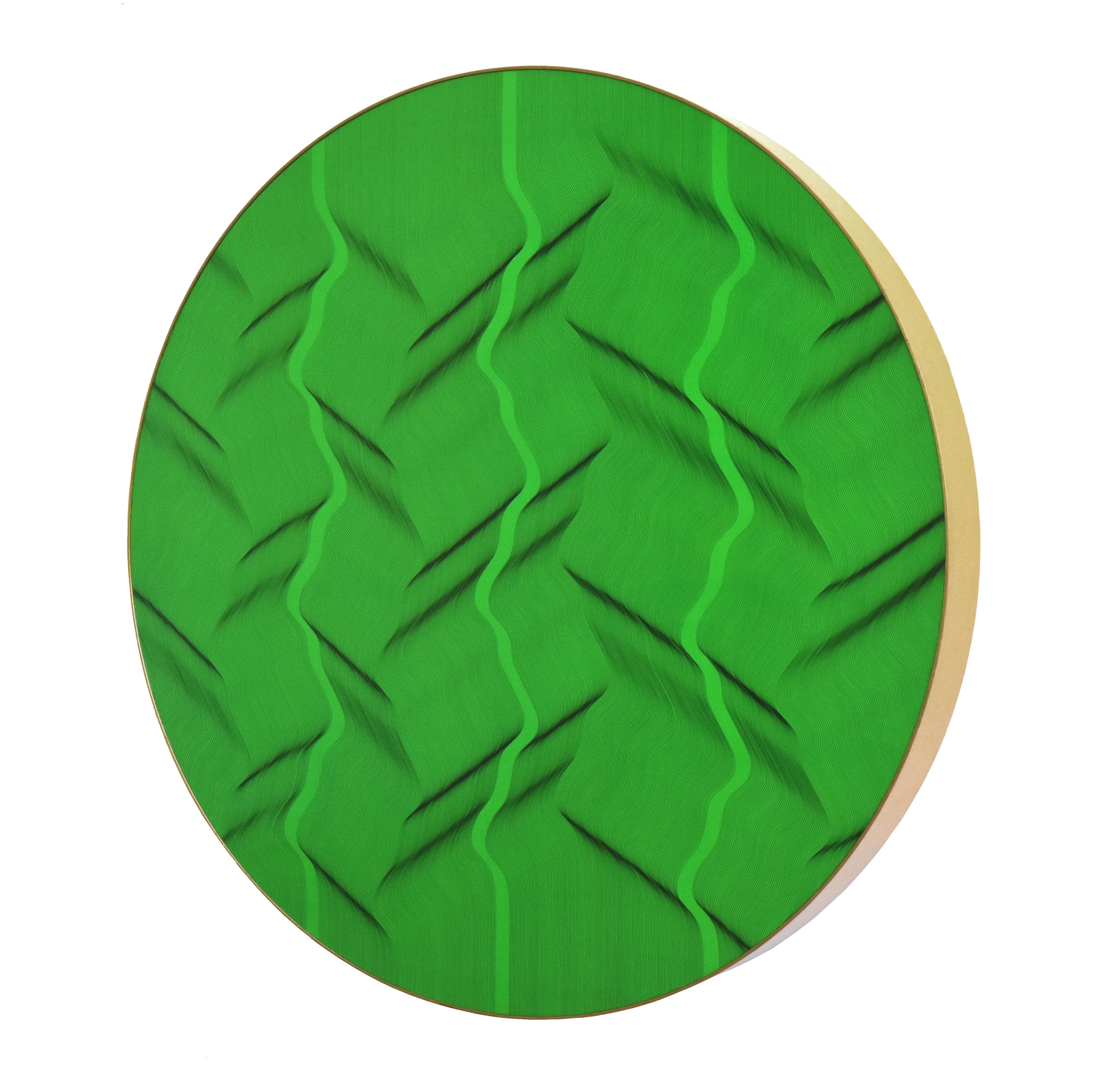 Grüne Textur 2022 – geometrisches abstraktes Gemälde (Braun), Abstract Painting, von Roberto Lucchetta