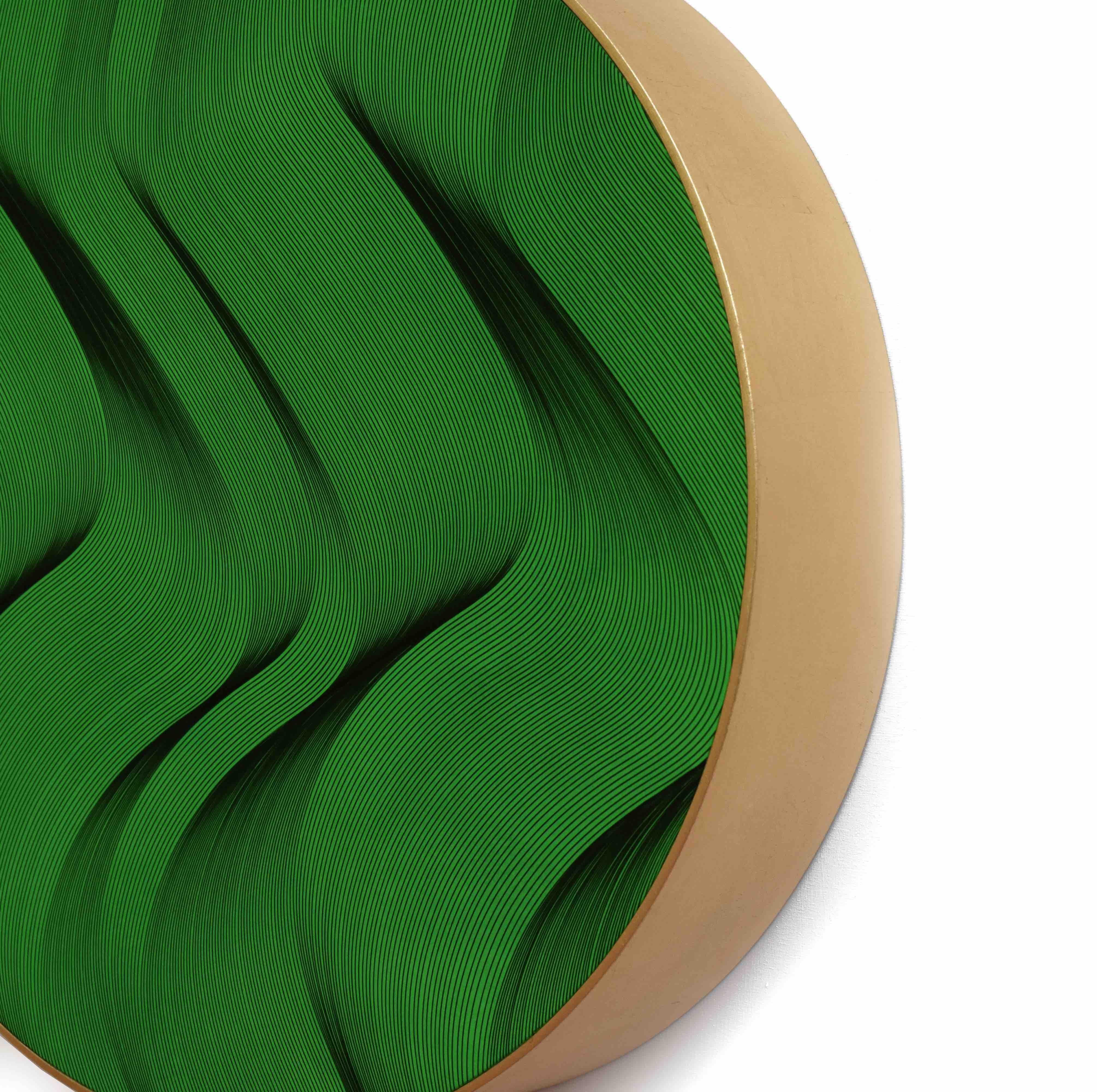 Grüne Wellen 2021 - geometrisches abstraktes Gemälde (Geometrische Abstraktion), Painting, von Roberto Lucchetta