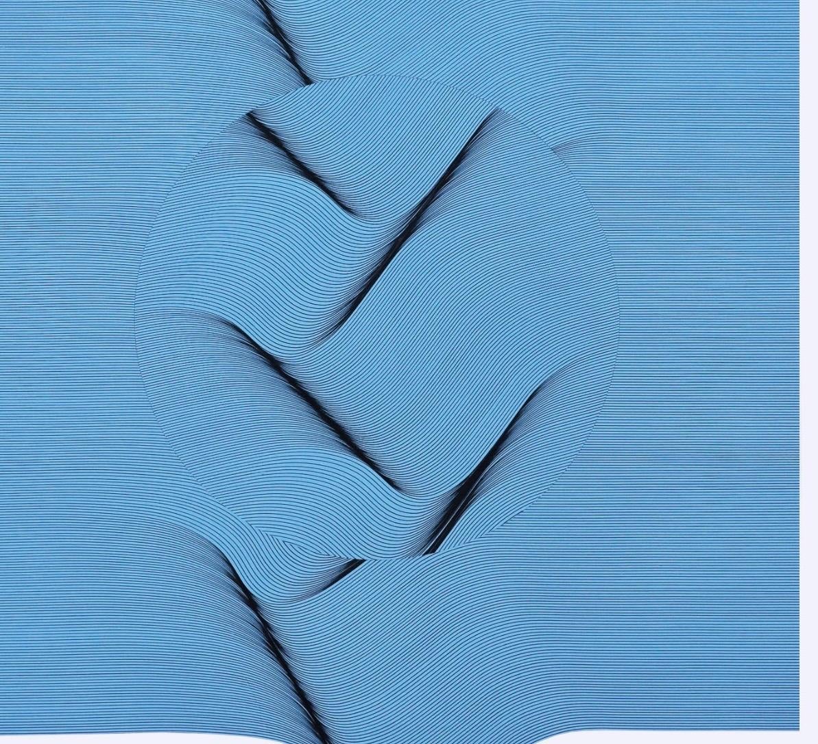 Superficie blu chiaro - pittura astratta geometrica - Painting di Roberto Lucchetta