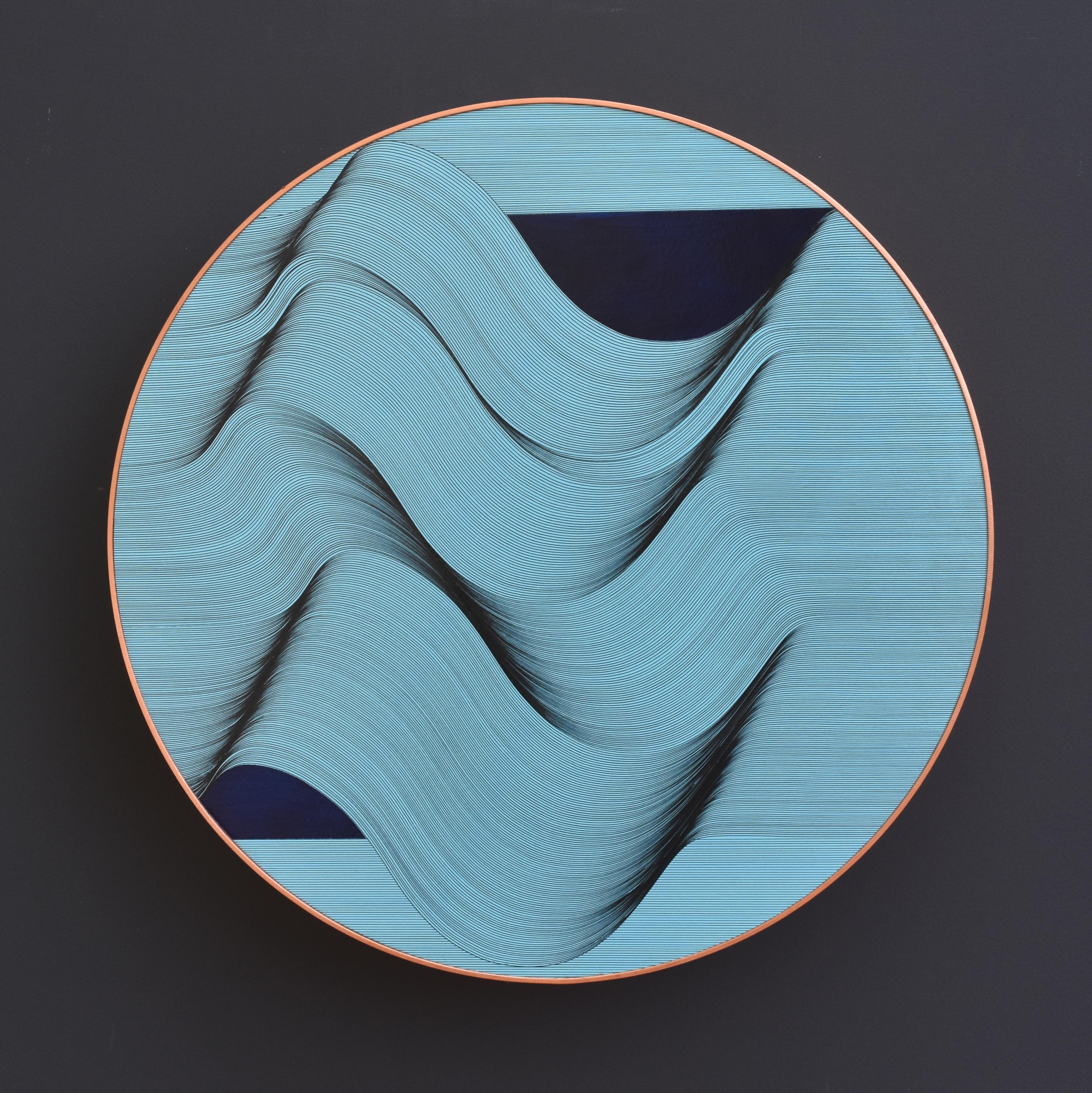 Onde azzurre 2024 - quadro astratto geometrico - Painting di Roberto Lucchetta