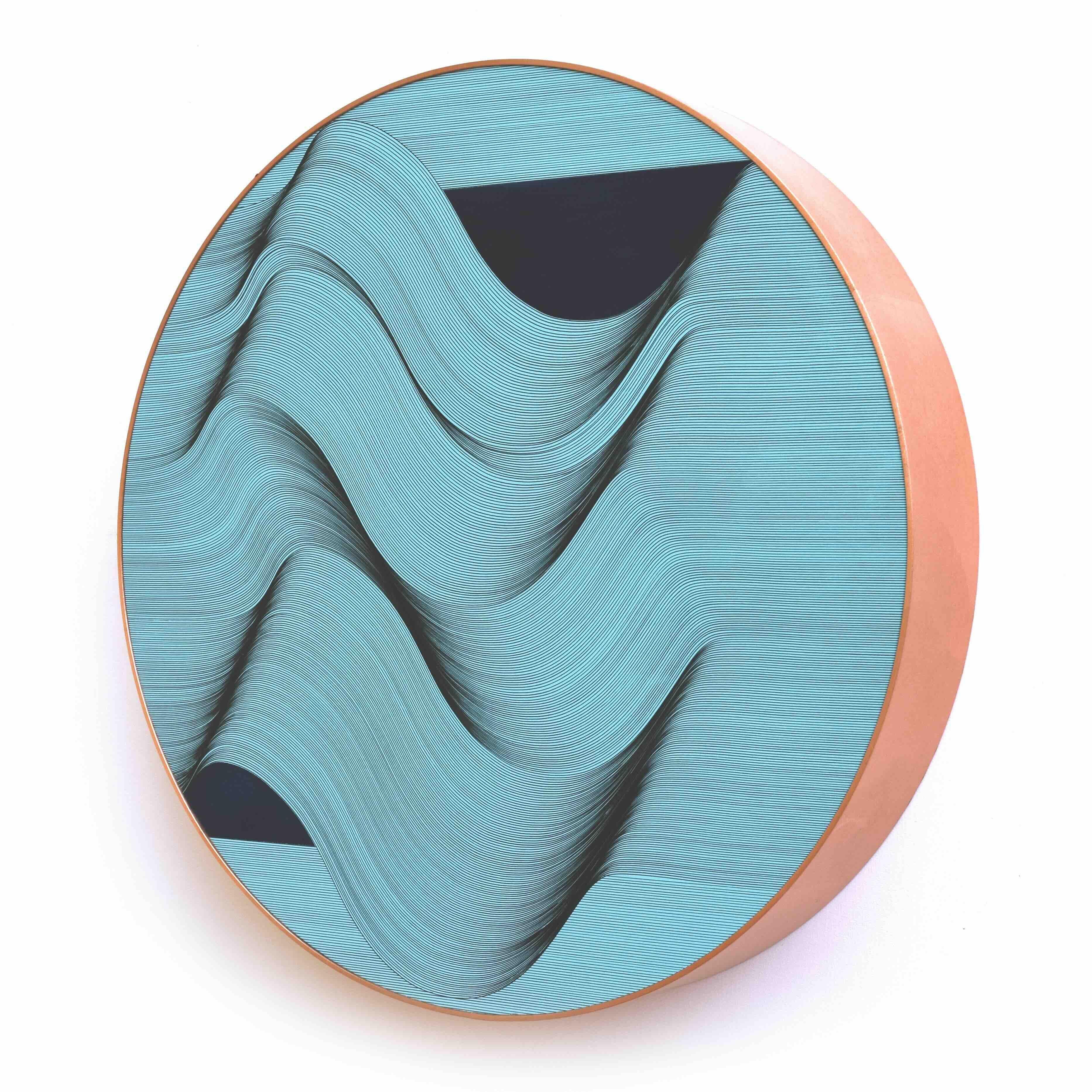 Onde azzurre 2024 - quadro astratto geometrico - Abstract Painting Marrone di Roberto Lucchetta