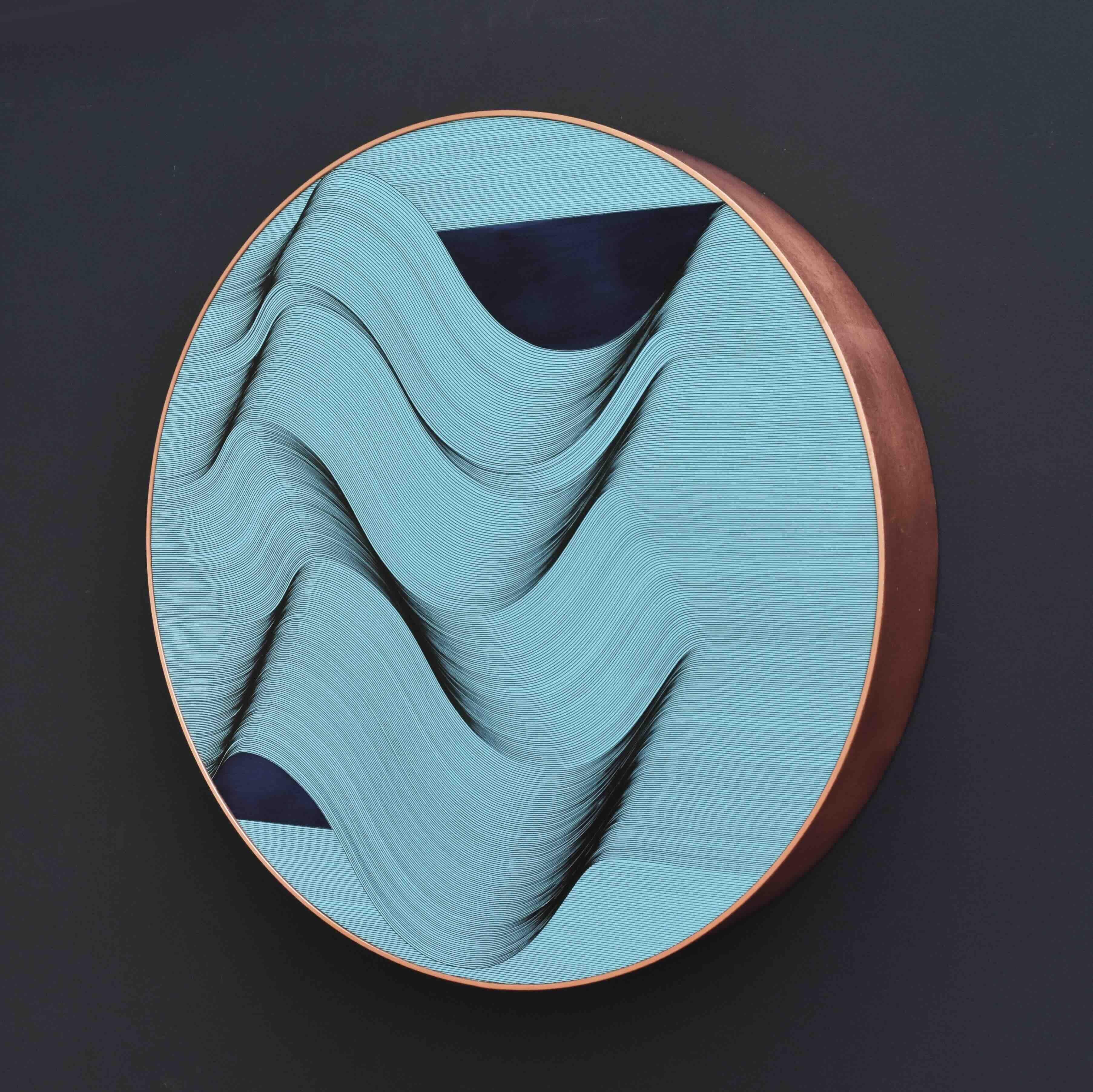 Abstract Painting di Roberto Lucchetta - Onde azzurre 2024 - quadro astratto geometrico