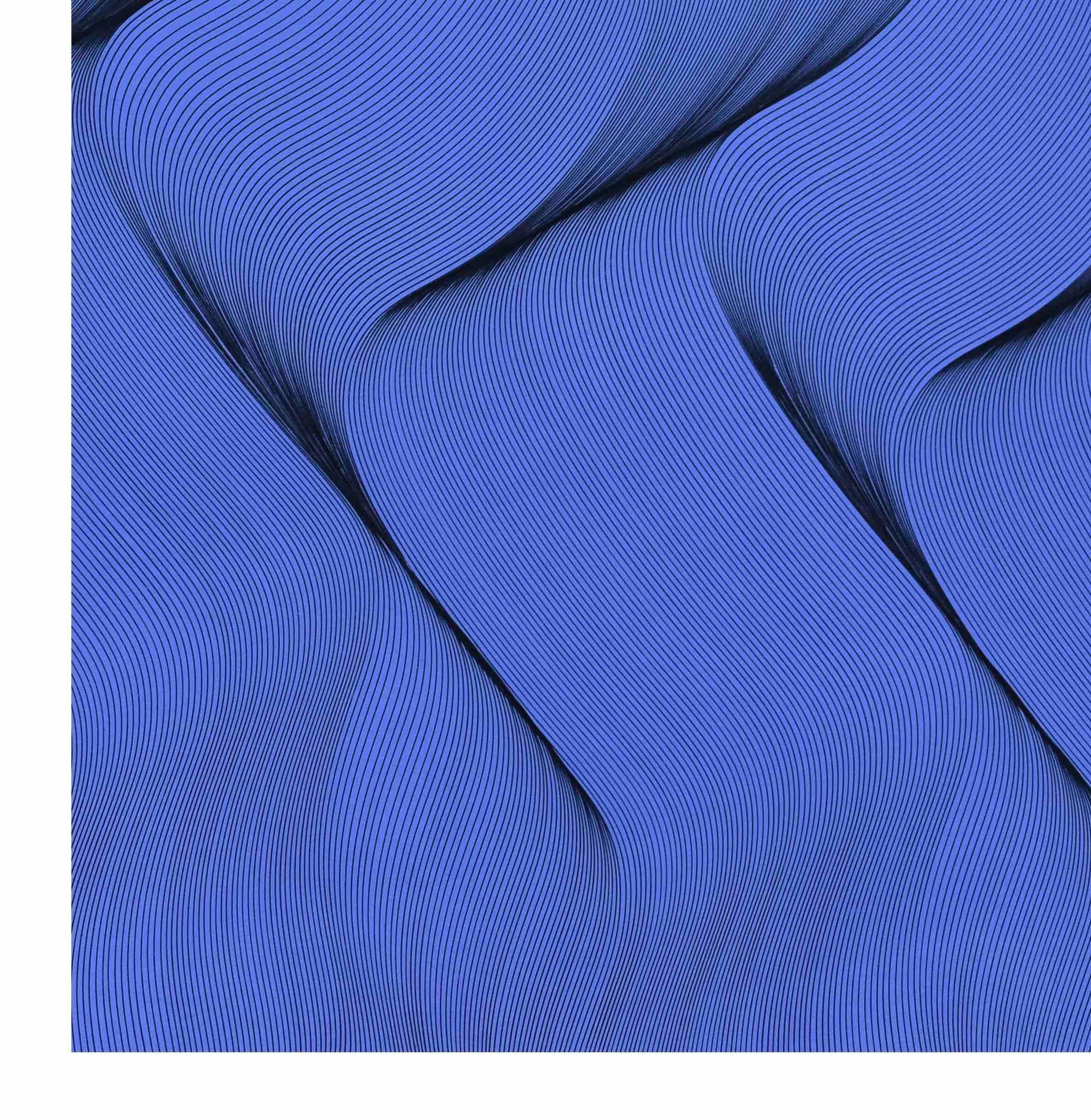 Bewegung in Blau – abstraktes Gemälde (Geometrische Abstraktion), Painting, von Roberto Lucchetta