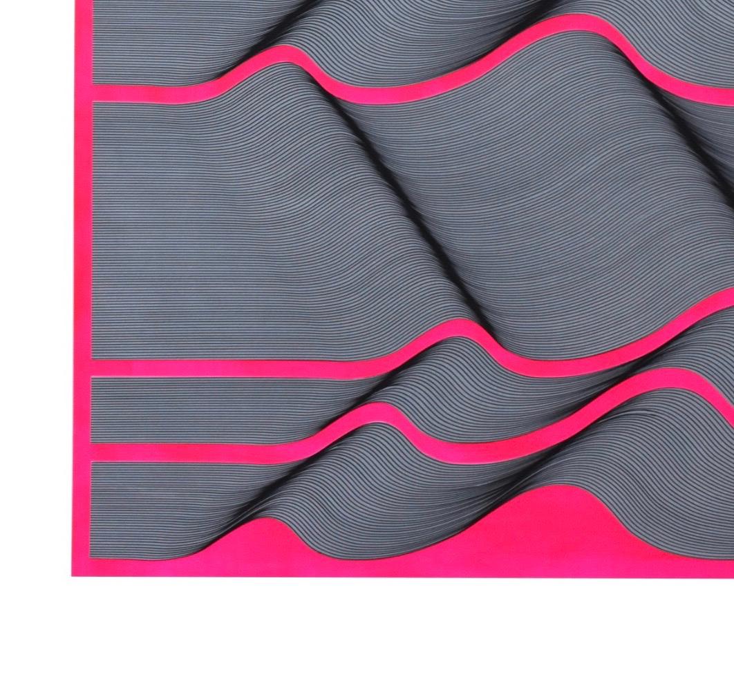 Pink Fluo - Gray Abstract Painting by Roberto Lucchetta