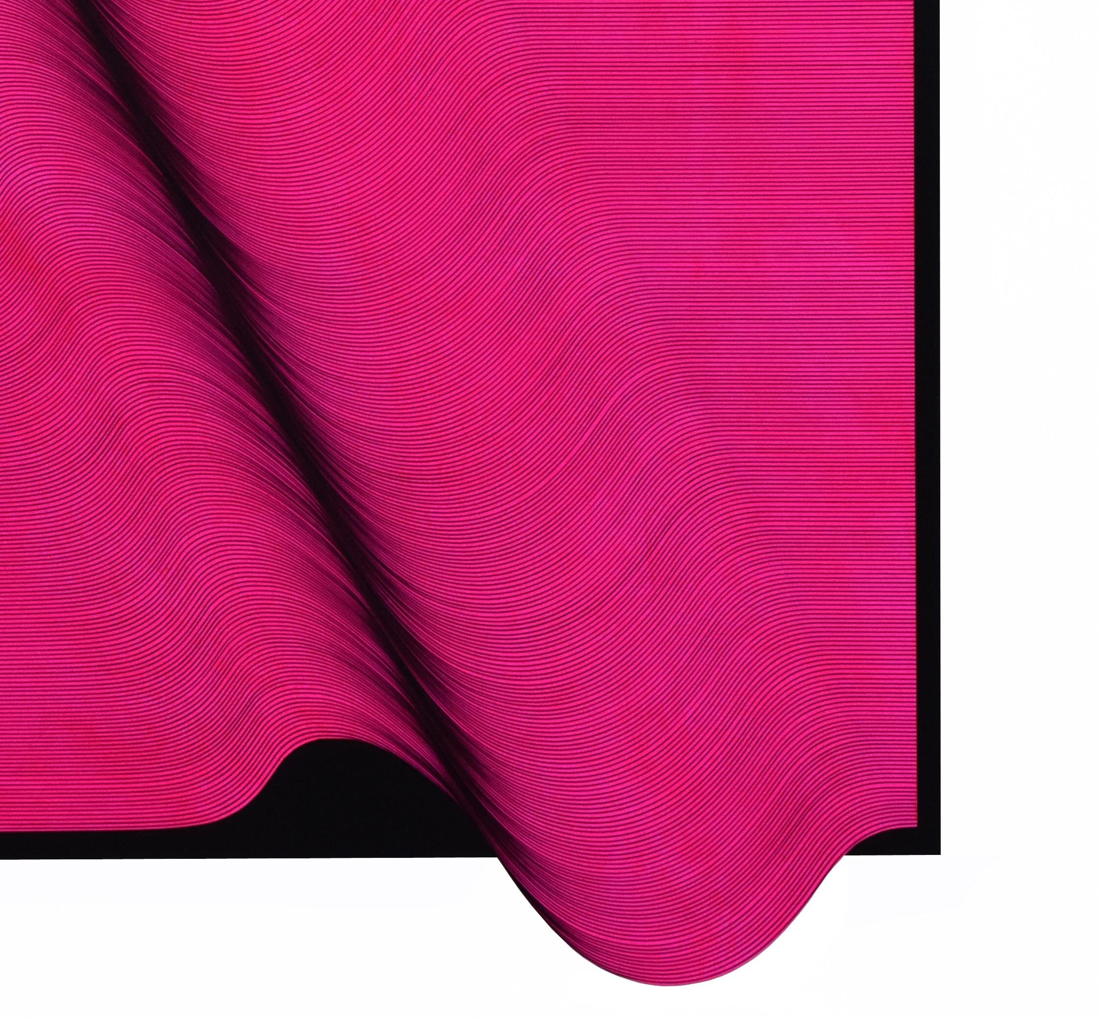 Pink Fluo Surface 2019 - abstract painting - Abstract Geometric Painting by Roberto Lucchetta