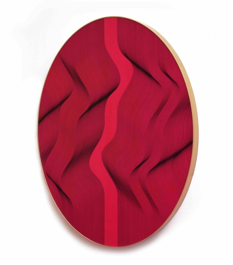 Red Oval 2022 - geometric abstract painting - Painting by Roberto Lucchetta