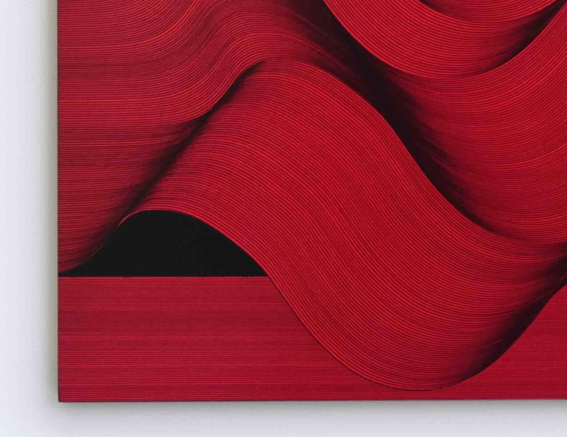 Red Surface 2024 - geometric abstract painting - Brown Abstract Painting by Roberto Lucchetta
