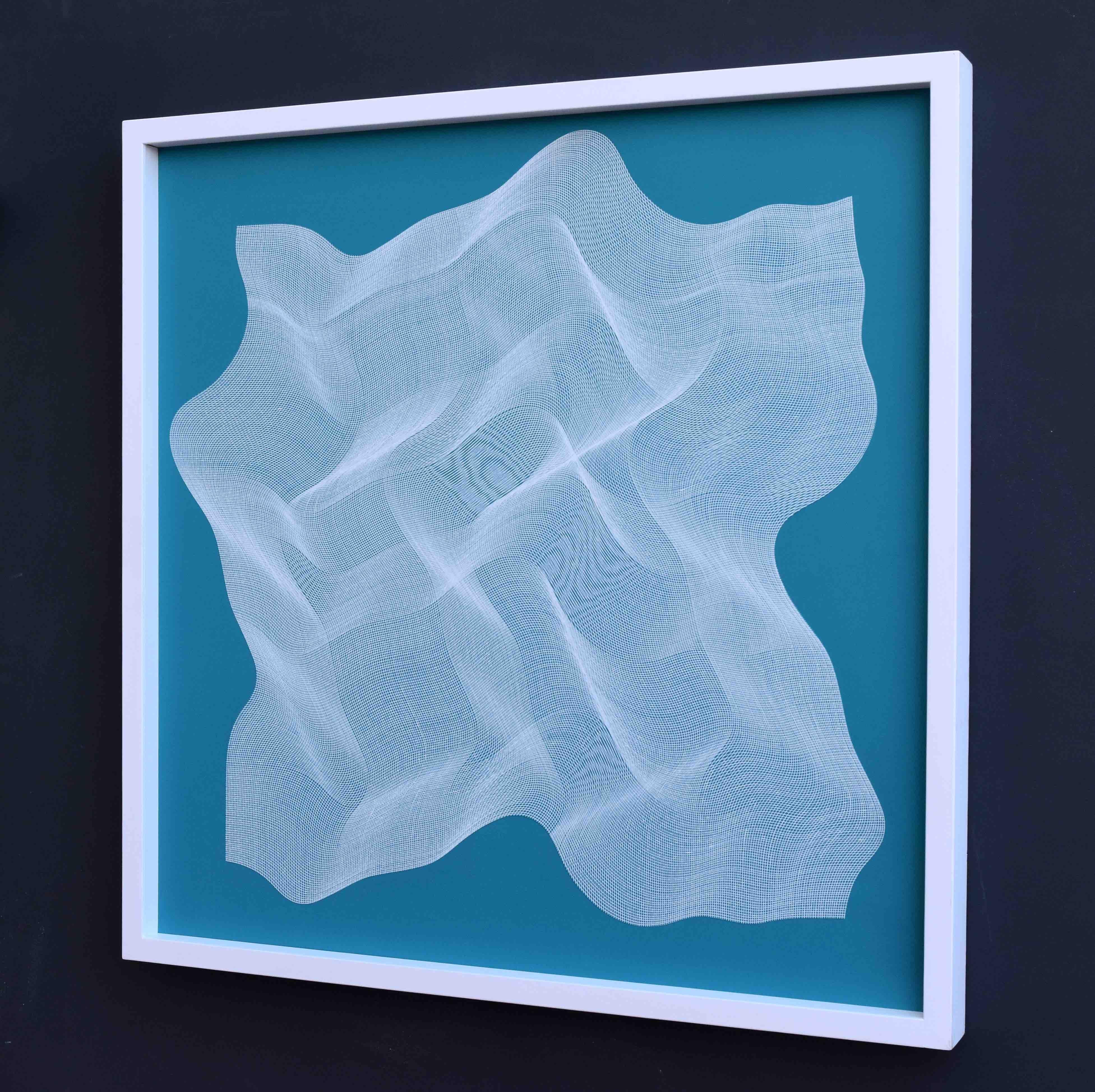 Türkisblaue Oberfläche 2022 – Geometrische Abstraktion – Painting von Roberto Lucchetta