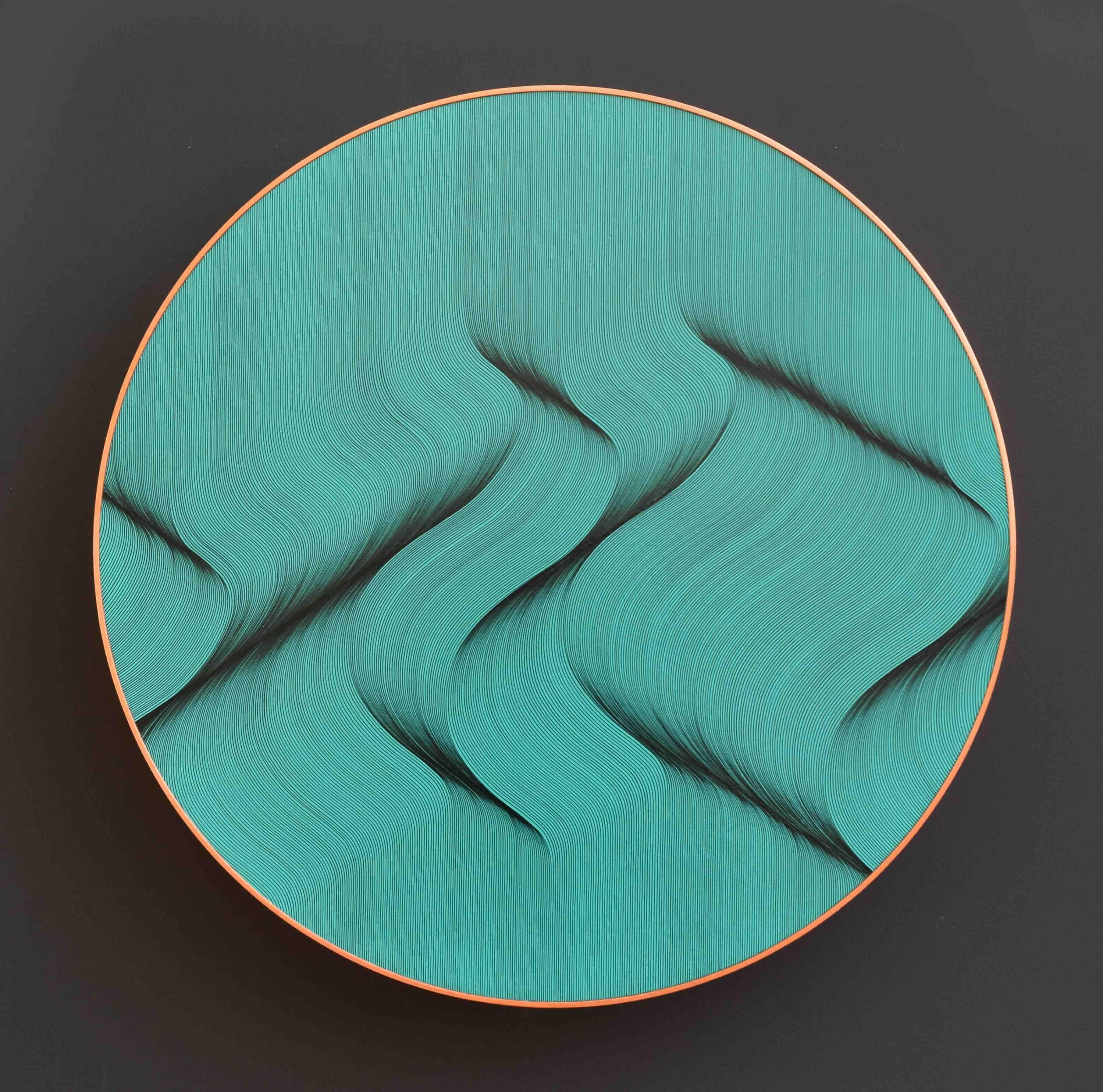 Onde turchesi 2024 - quadro astratto geometrico - Painting di Roberto Lucchetta