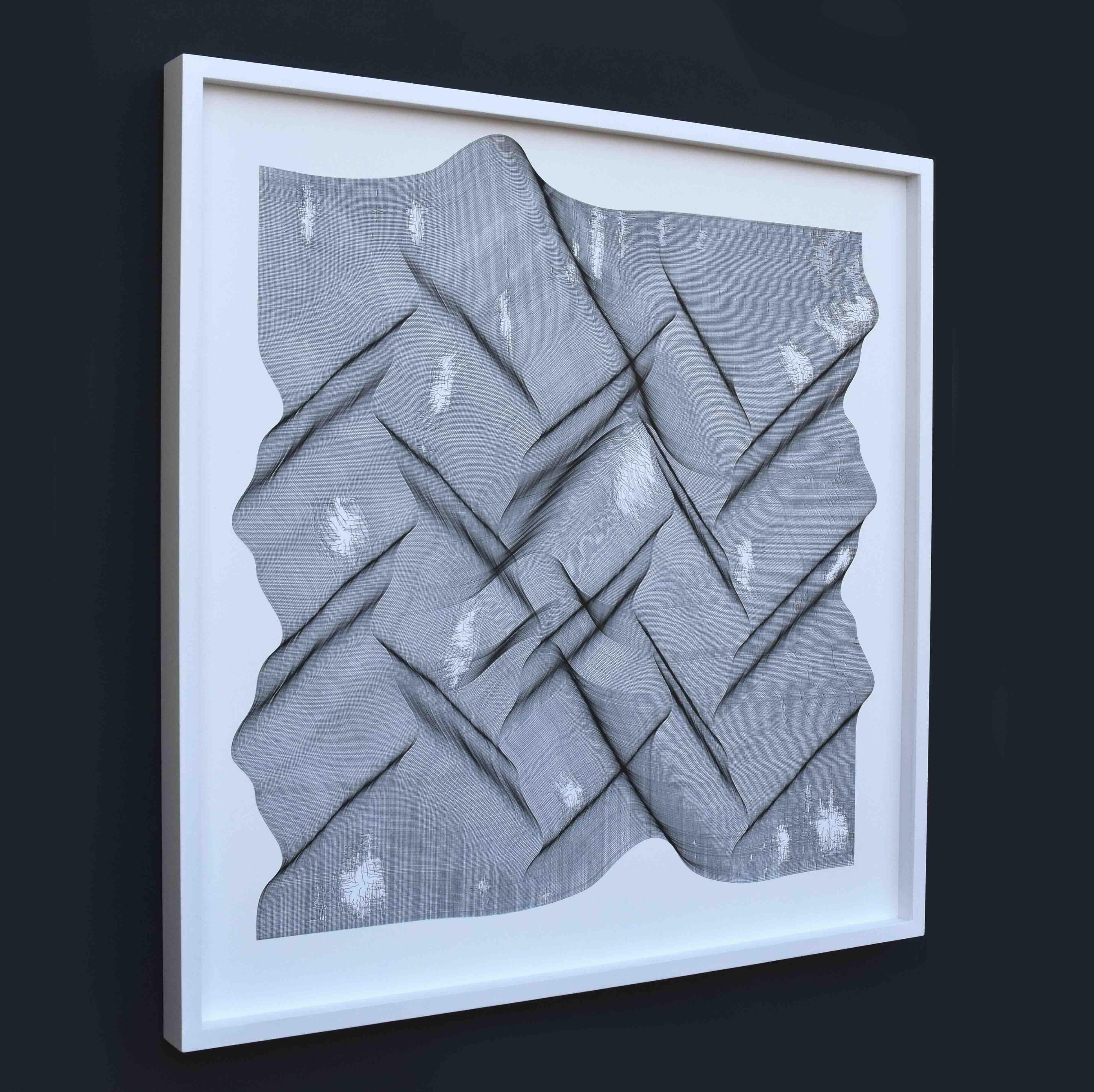 White black structure 2025 - Geometric abstract painting For Sale 2