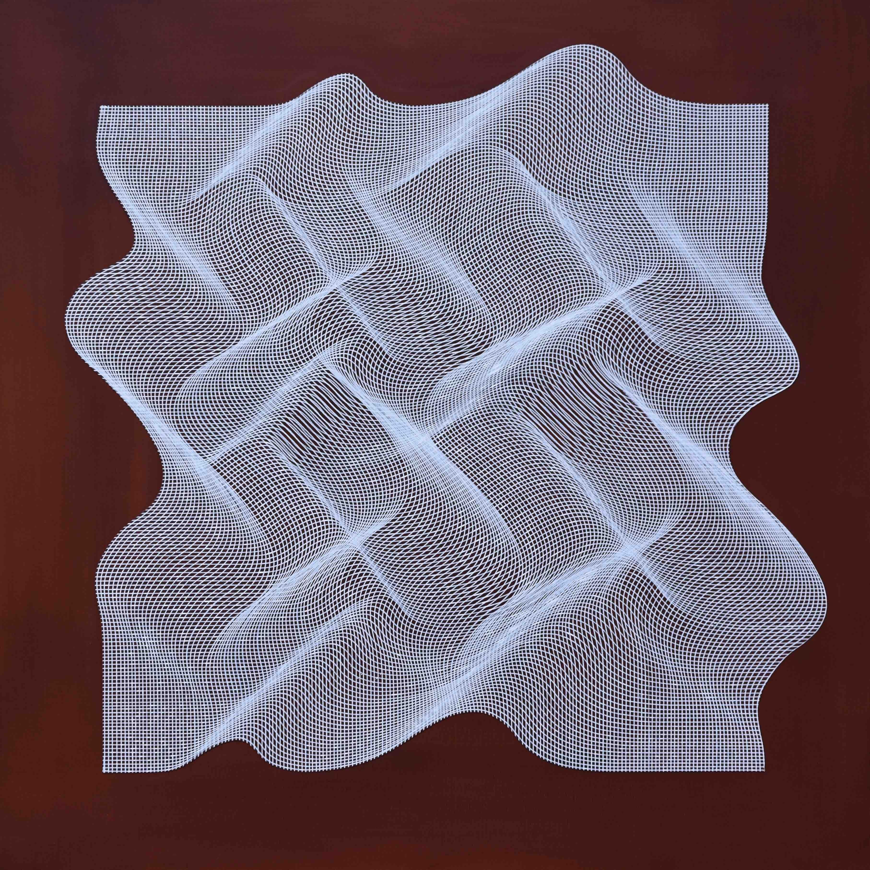 Weißer Stoff 2020 – geometrisches abstraktes Gemälde – Painting von Roberto Lucchetta