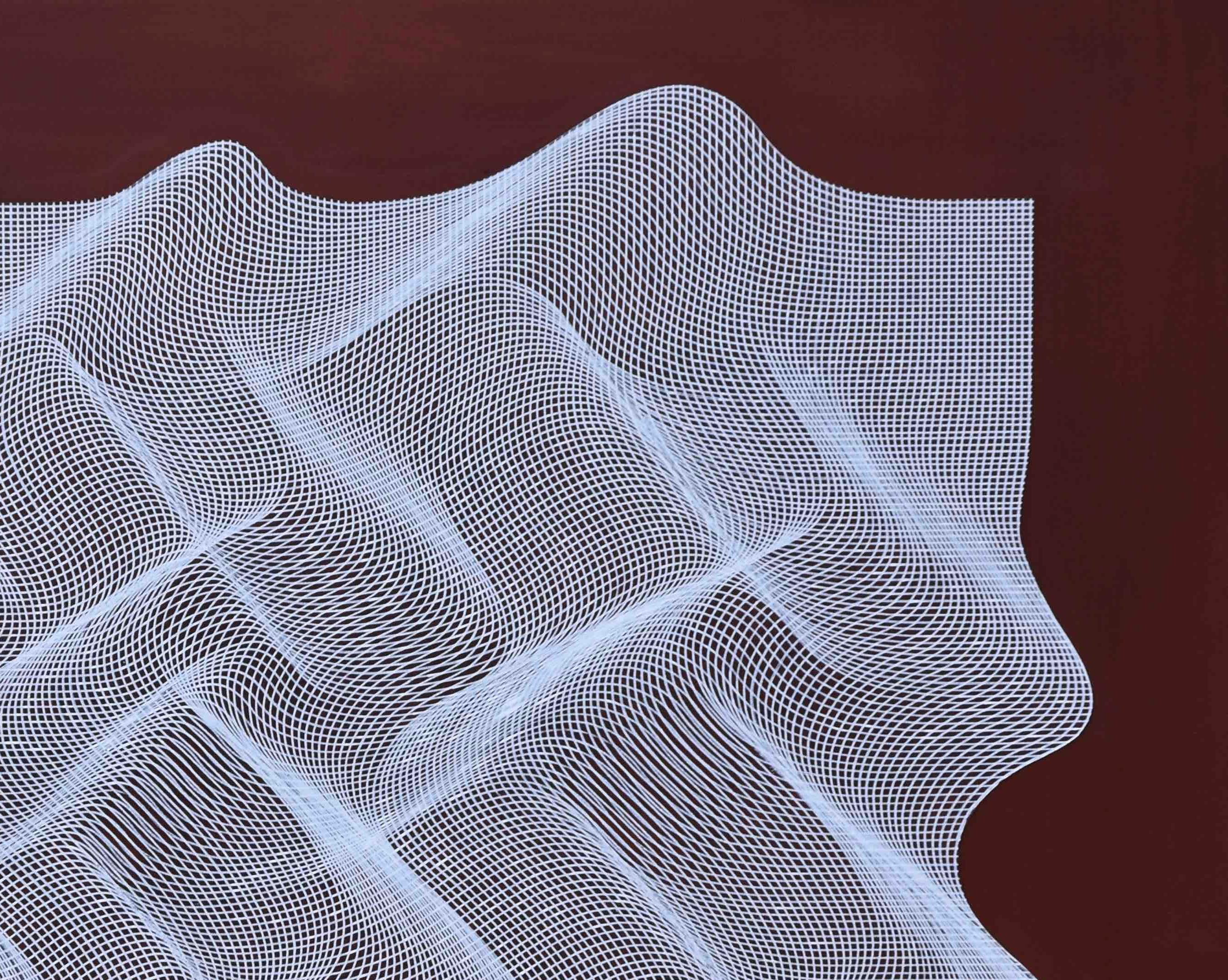 Weißer Stoff 2020 – geometrisches abstraktes Gemälde (Braun), Abstract Painting, von Roberto Lucchetta