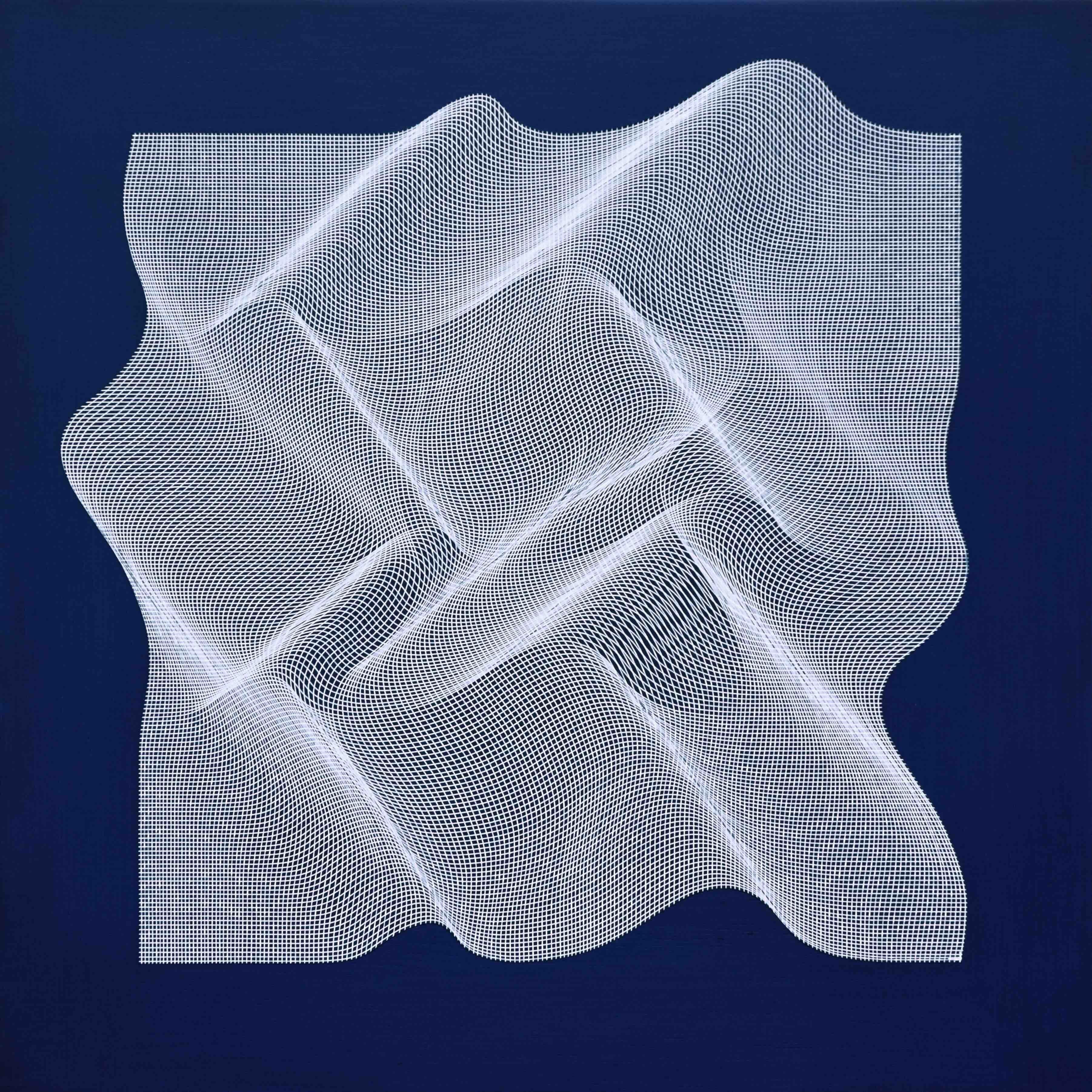 Weißer Stoff 2024 – geometrisches abstraktes Gemälde im Angebot 2