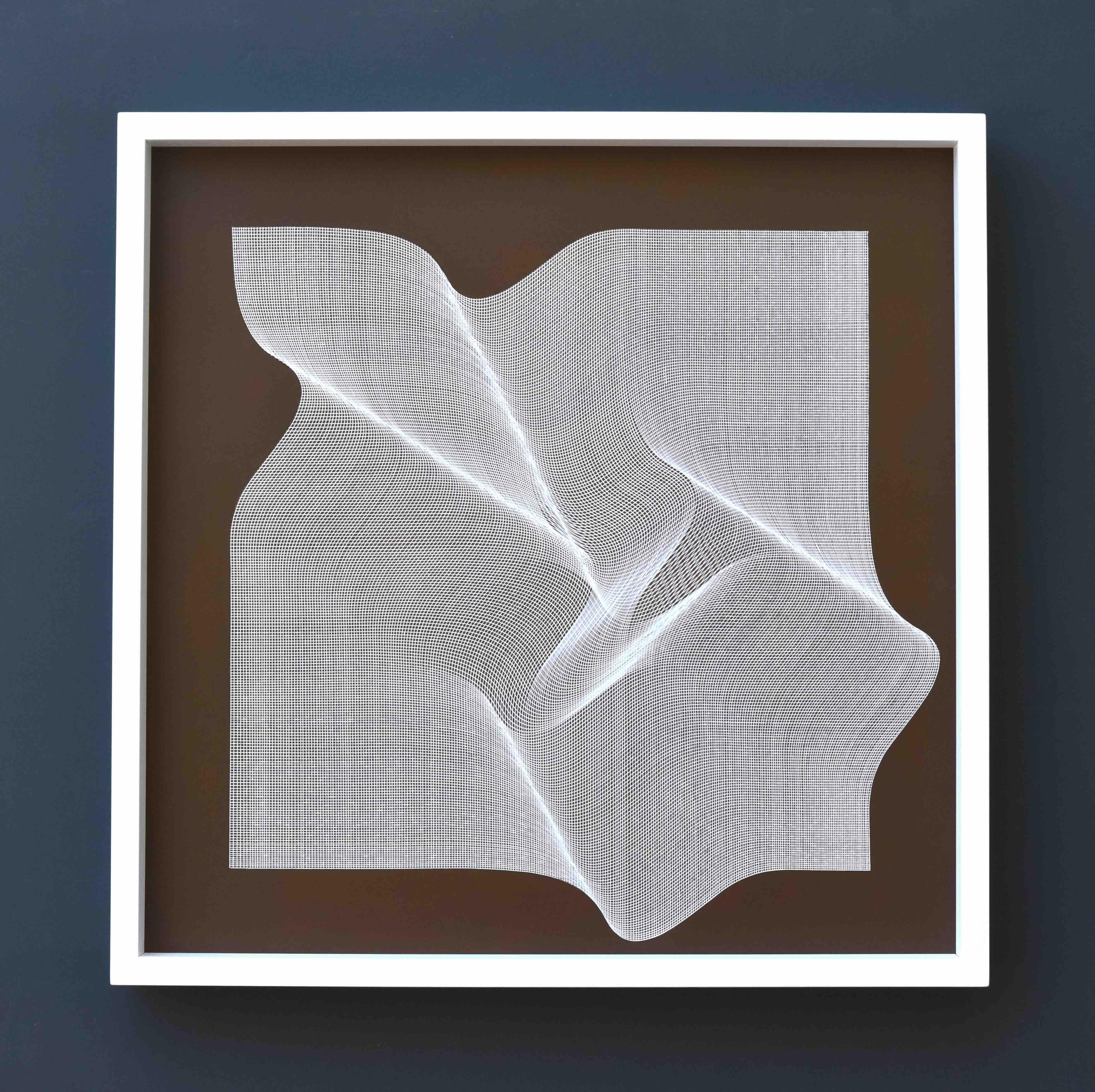 Roberto Lucchetta Abstract Painting - White Fabric 2026 - framed 62X62 cm, geometric abstract painting