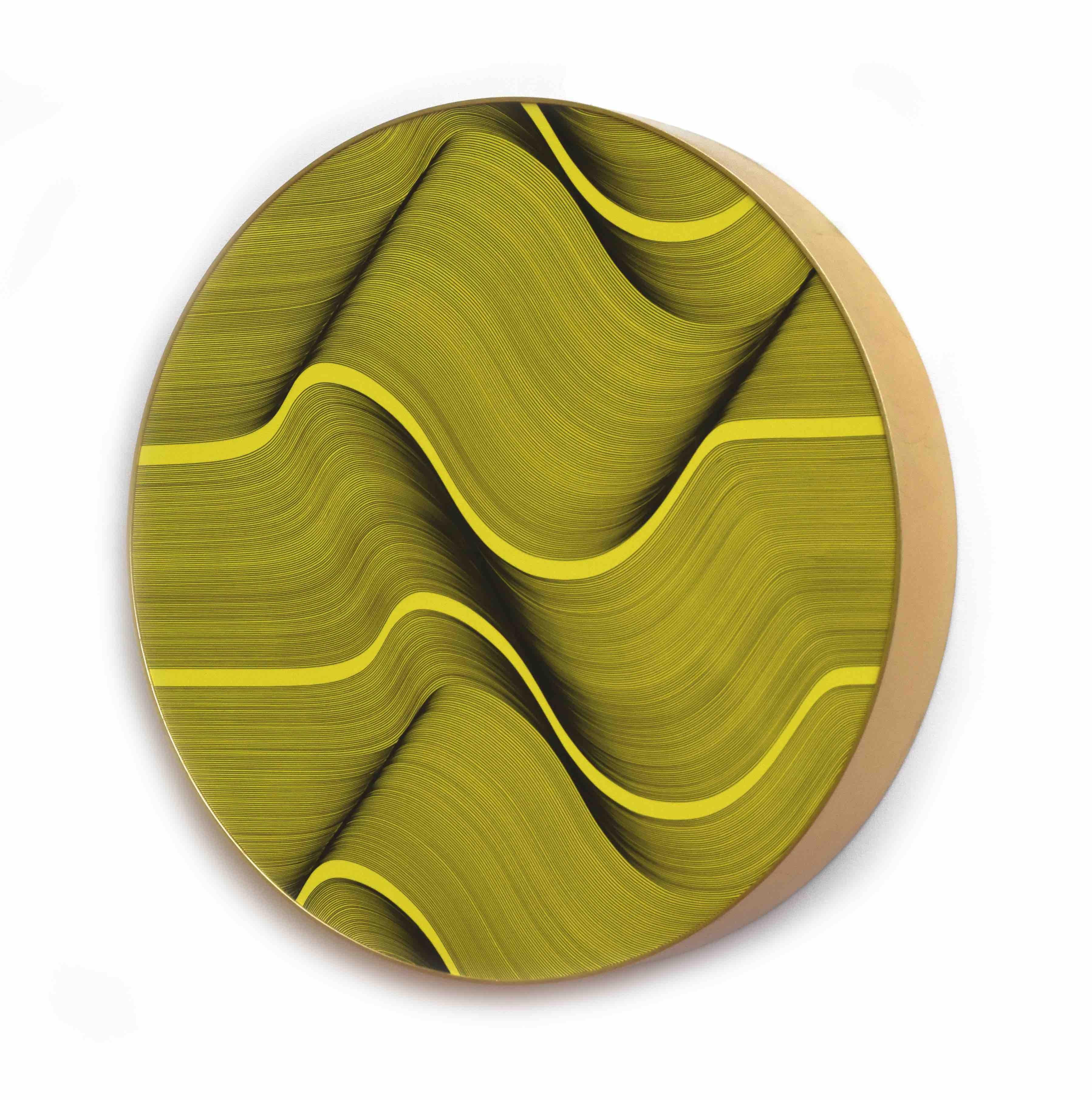 Giallo rotondo 2022 - quadro astratto geometrico - Painting di Roberto Lucchetta
