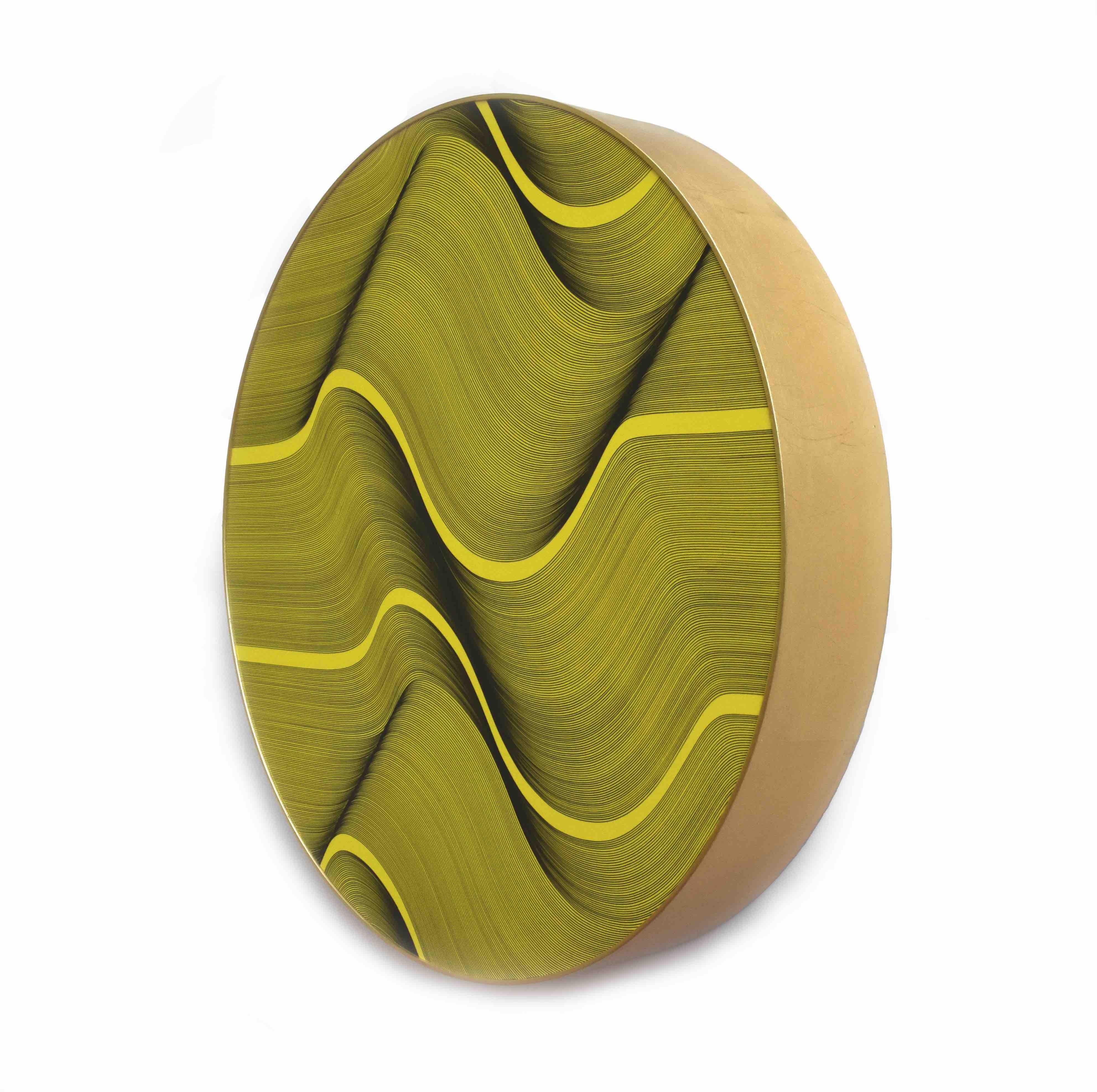 Giallo rotondo 2022 - quadro astratto geometrico - Painting Astrattismo geometrico di Roberto Lucchetta