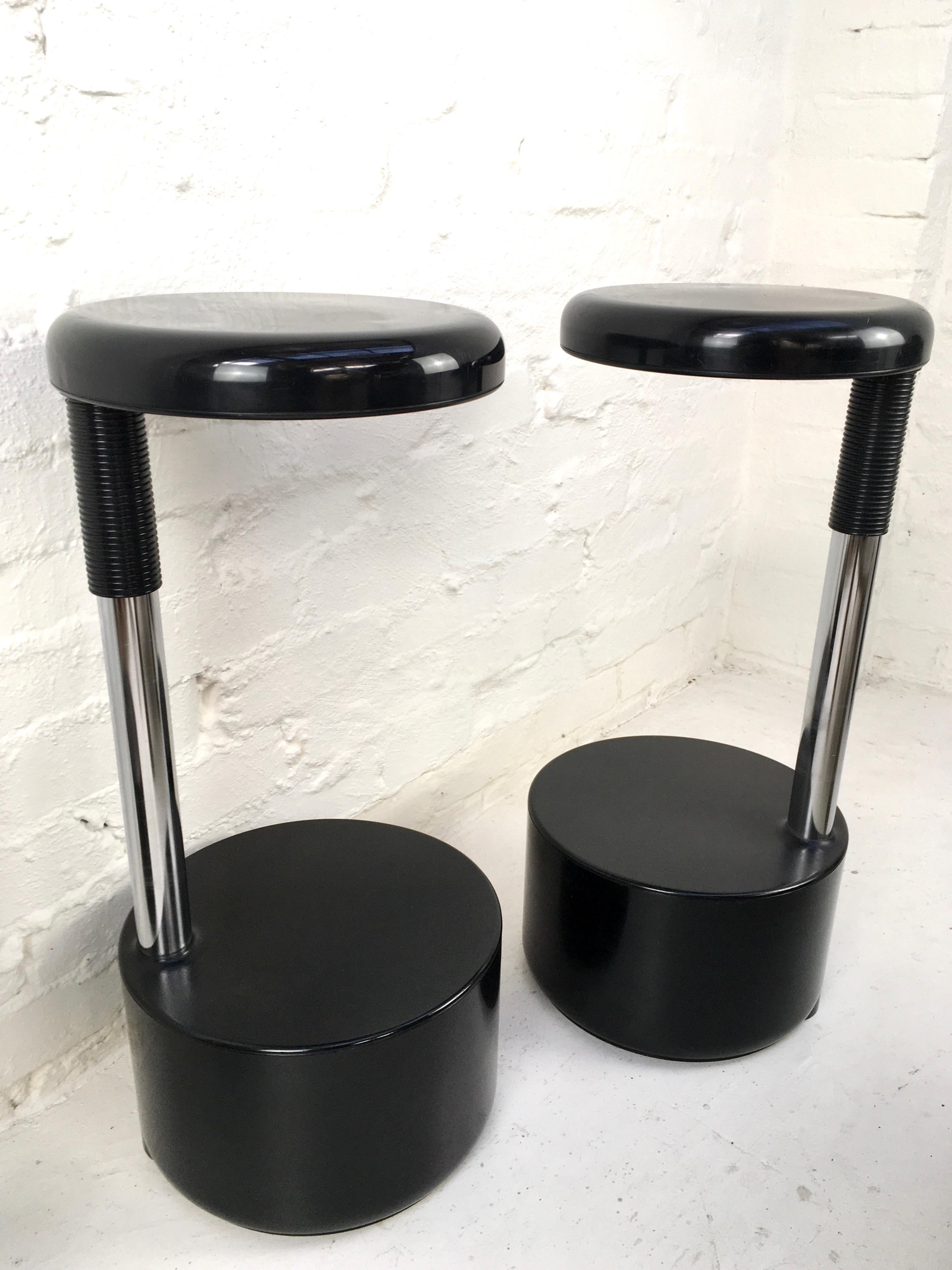 Roberto Lucci and Paolo Orlandini for Velca Legnan Italian Black Golf Stools In Fair Condition For Sale In Melbourne, AU