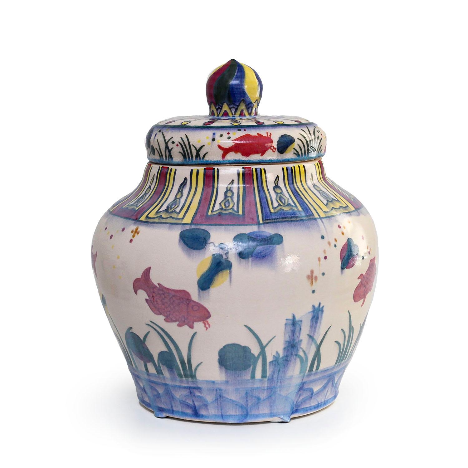 "Swimming with the Fishes" Lidded Jar by Roberto Lugo (INV# NP5370)