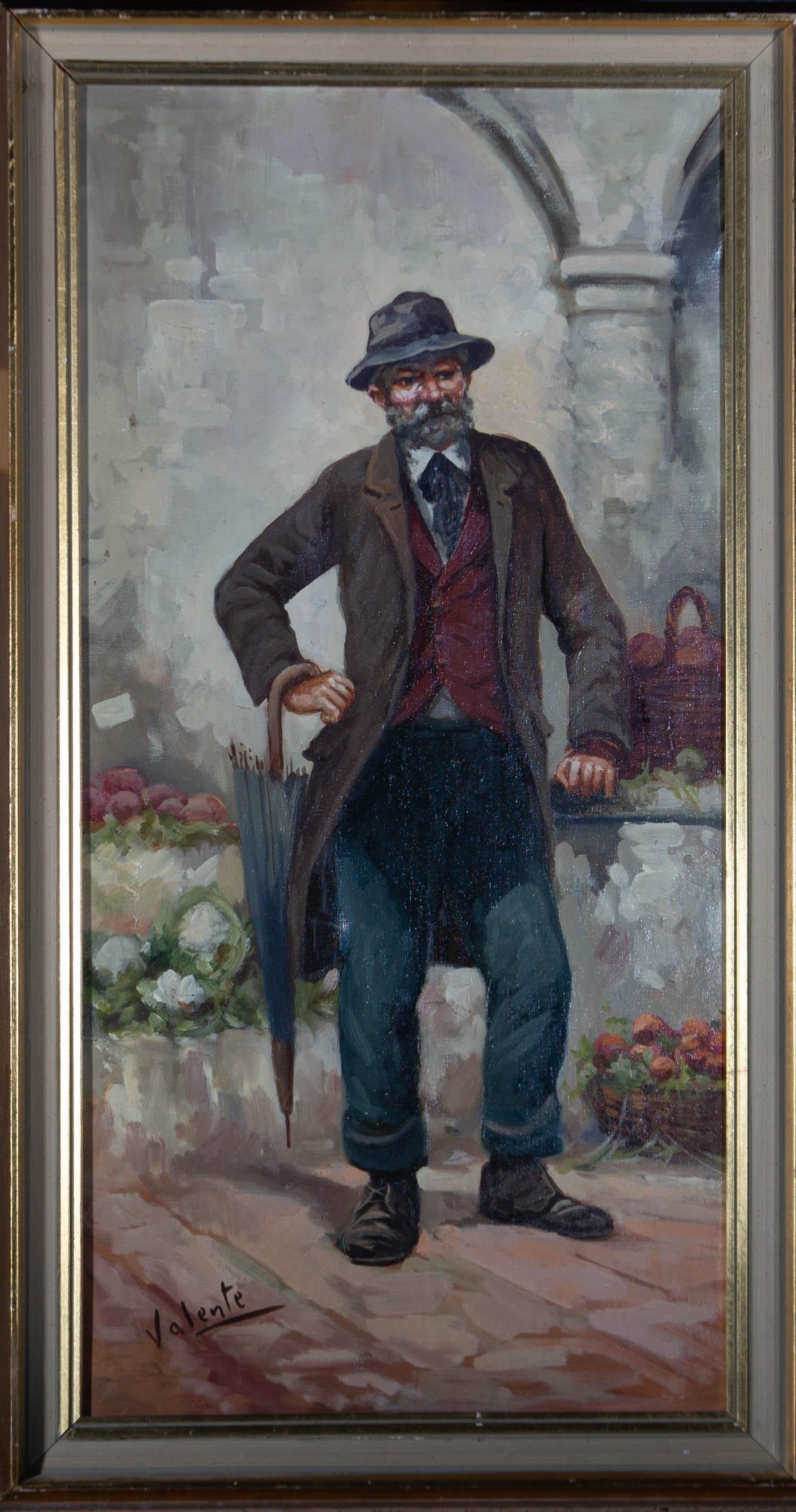 Attribut. Roberto Luigi Valente (geb. 1926) – Öl, Markthändler des 20. Jahrhunderts im Angebot 1