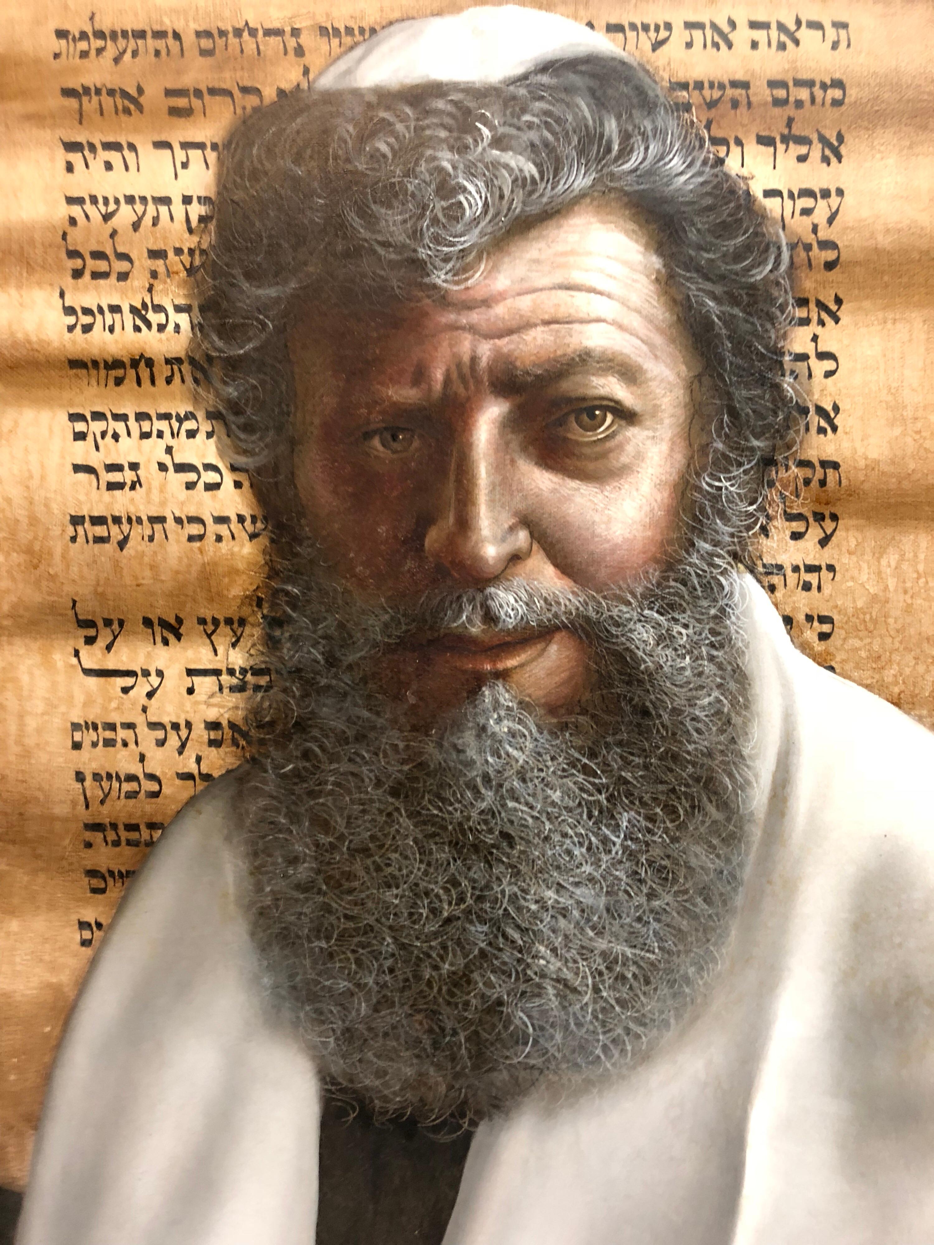 Ölgemälde „Der Rabbiner“ Sensitives Judaica-Porträt eines italienischen amerikanischen Meisters (Realismus), Painting, von Roberto Lupetti