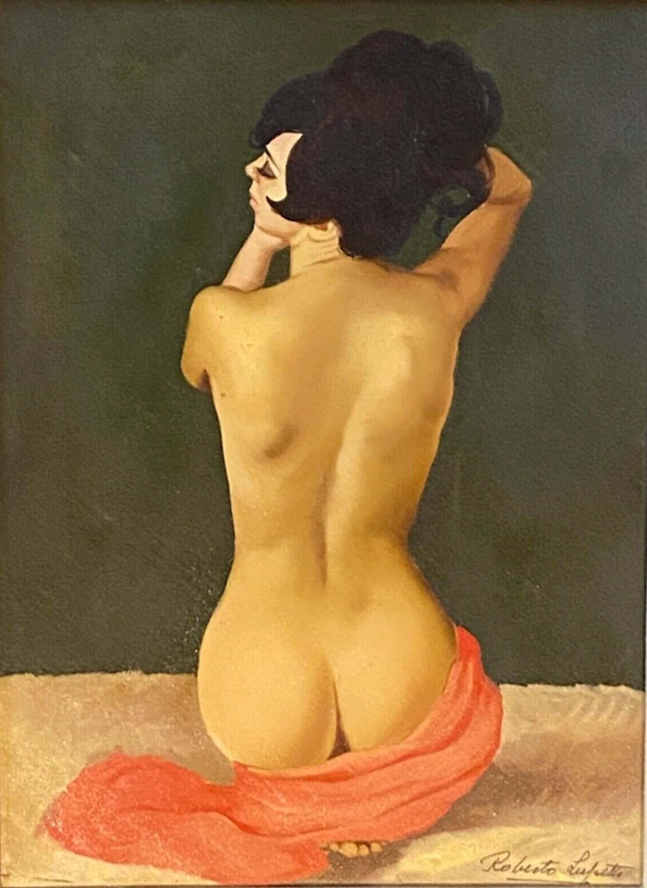 Seated Nude - Painting by Roberto Lupetti